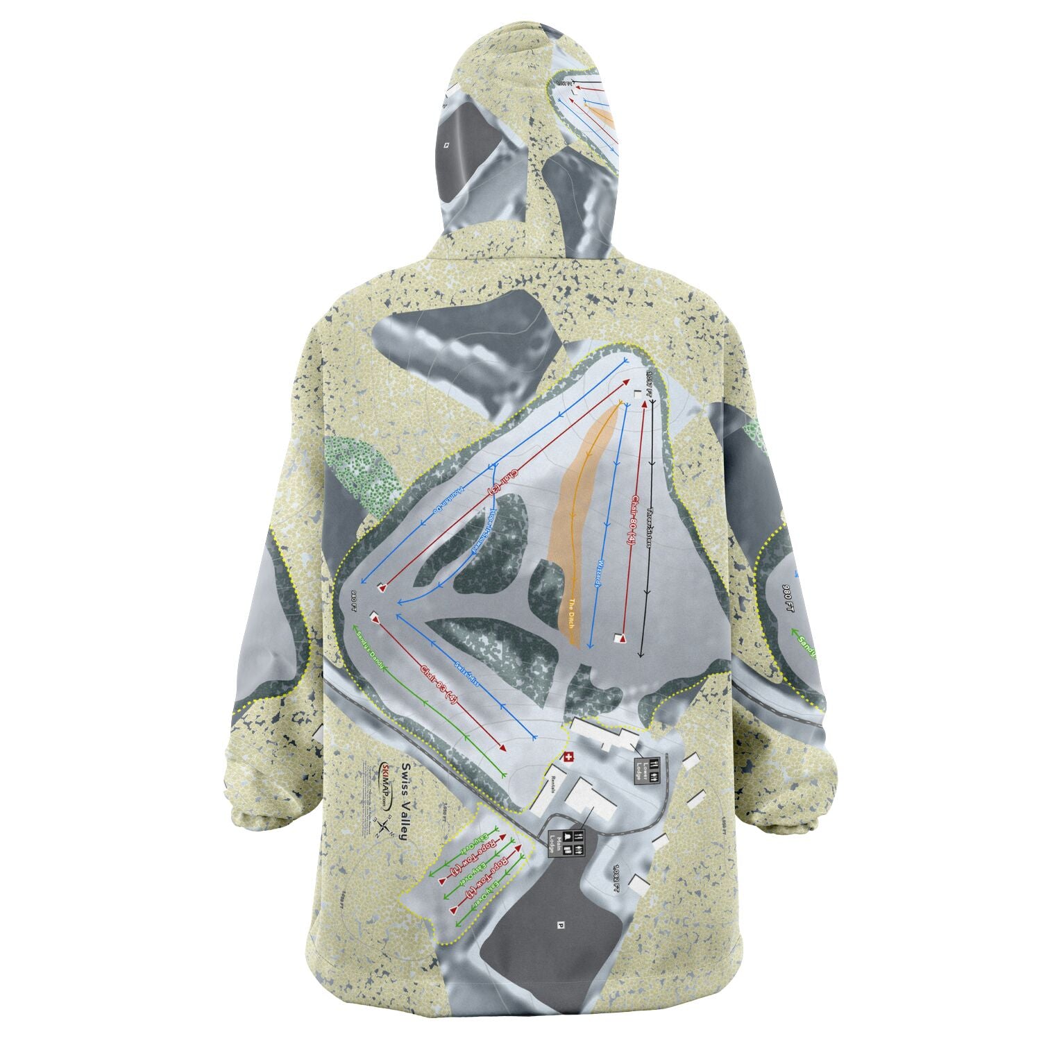 Swiss Valley, Michigan Ski Trail Map Snug Hoodie