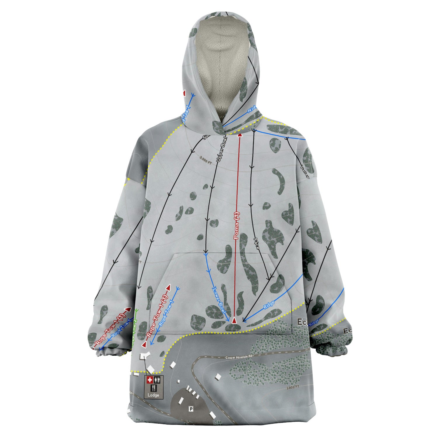 Echo Valley, Washington Ski Trail Map Snug Hoodie