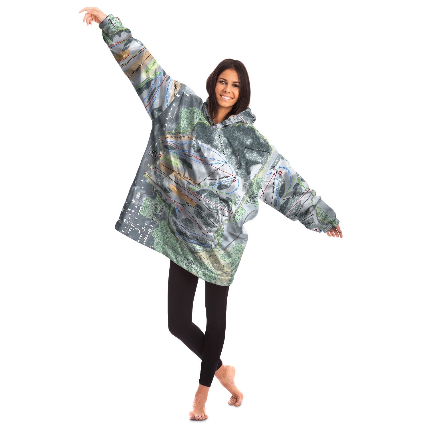 Mont Ripley, Michigan Ski Trail Map Snug Hoodie