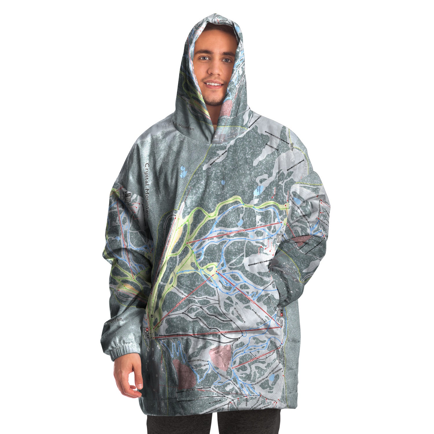 Crystal Mountain, Washington Ski Trail Map - Snug Hoodie