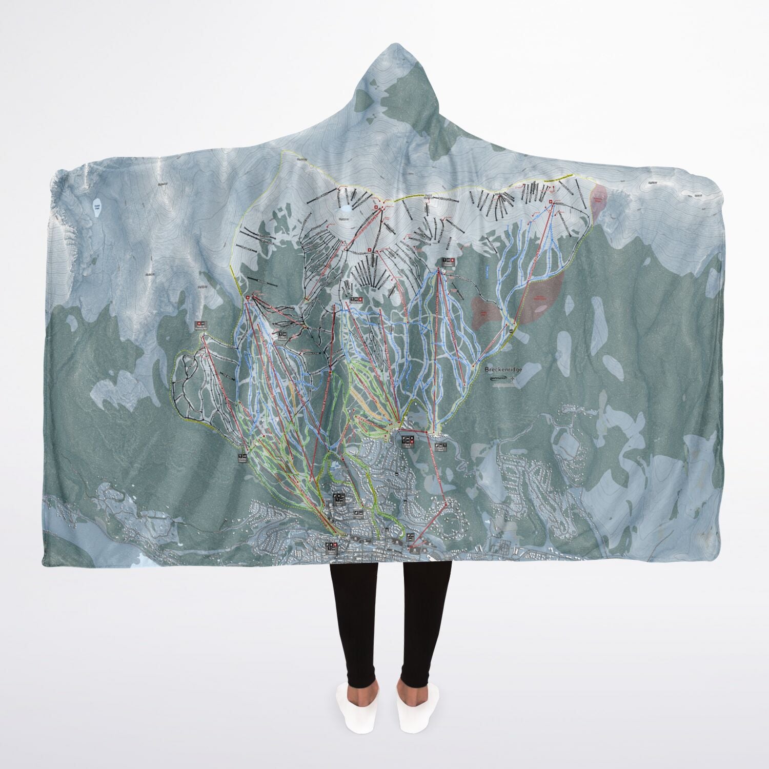 Breckenridge, Colorado Ski Trail Map - Adult Hooded Blanket