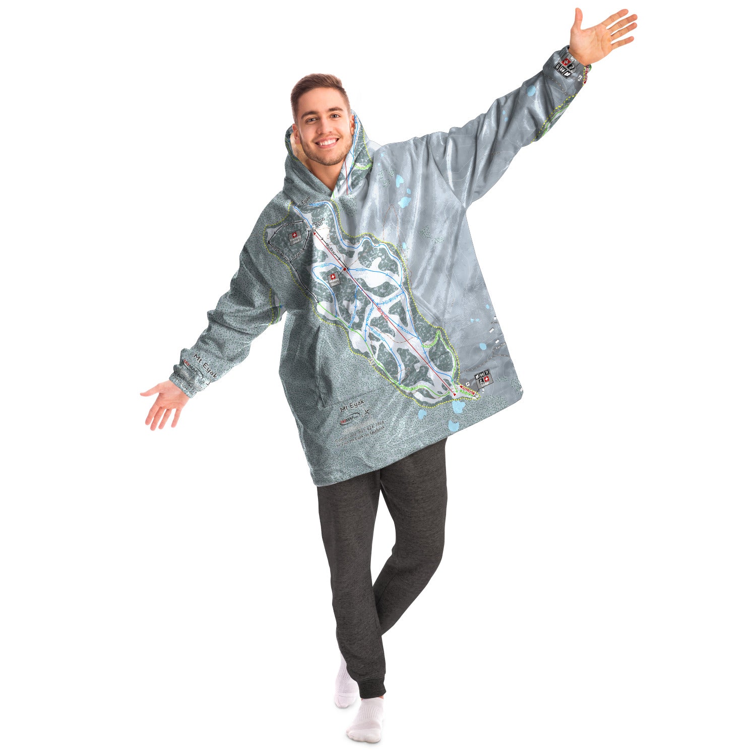 Mt Eyak, Alaska Ski Trail Map Snug Hoodie