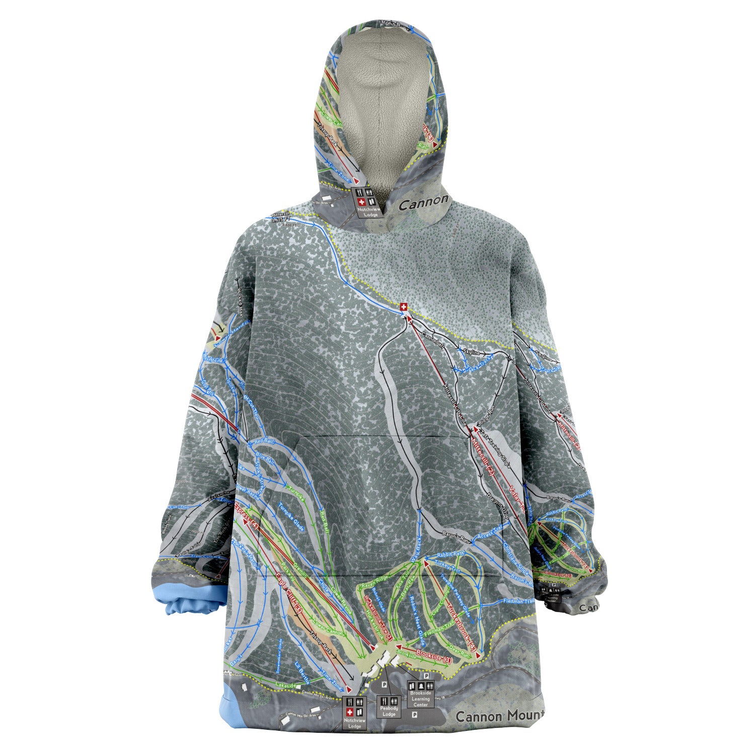 Cannon Mountain, New Hampshire Ski Trail Map - Snug Hoodie