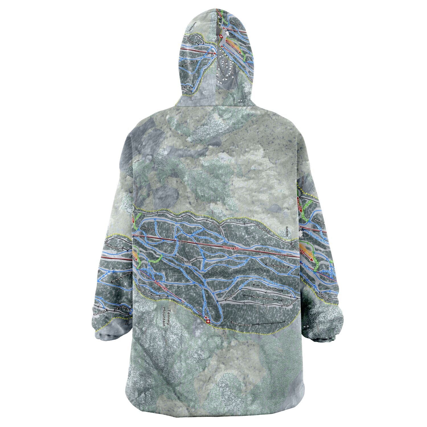 Tenney Mountain, New Hampshire Ski Trail Map - Snug Hoodie