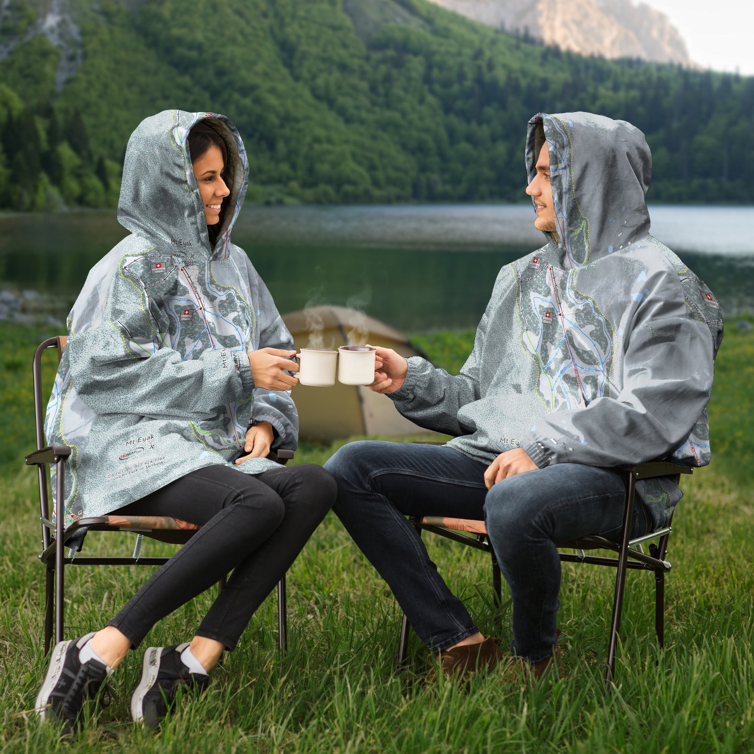 Mt Eyak, Alaska Ski Trail Map Snug Hoodie