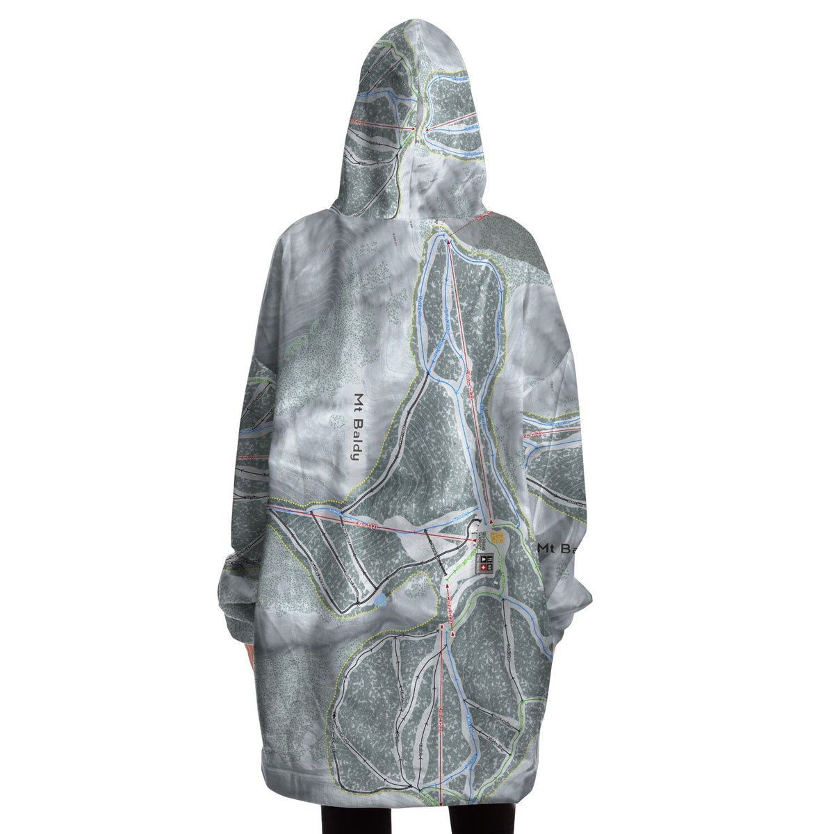 Mt. Baldy, California Ski Trail Map - Snug Hoodie