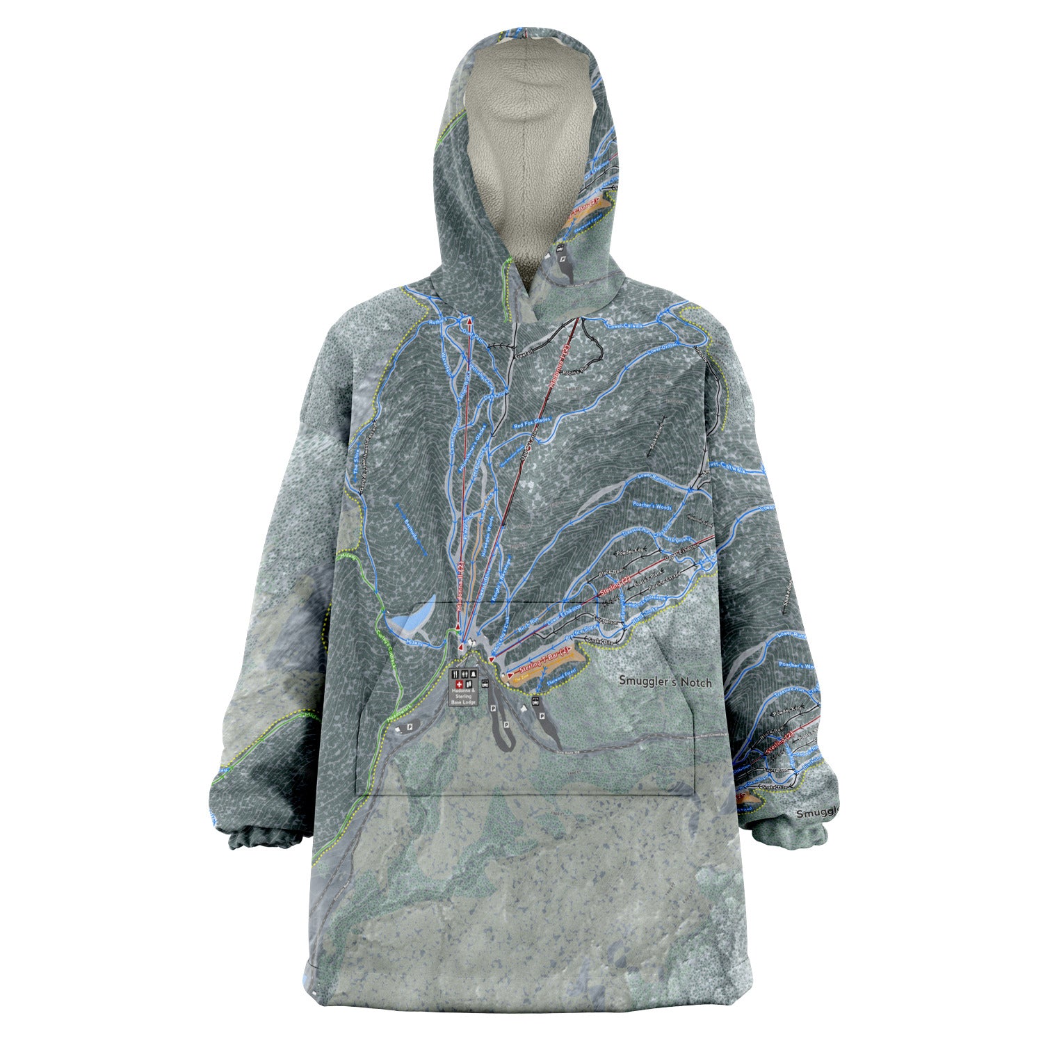 Smuggler's Notch, Vermont Ski Trail Map - Snug Hoodie