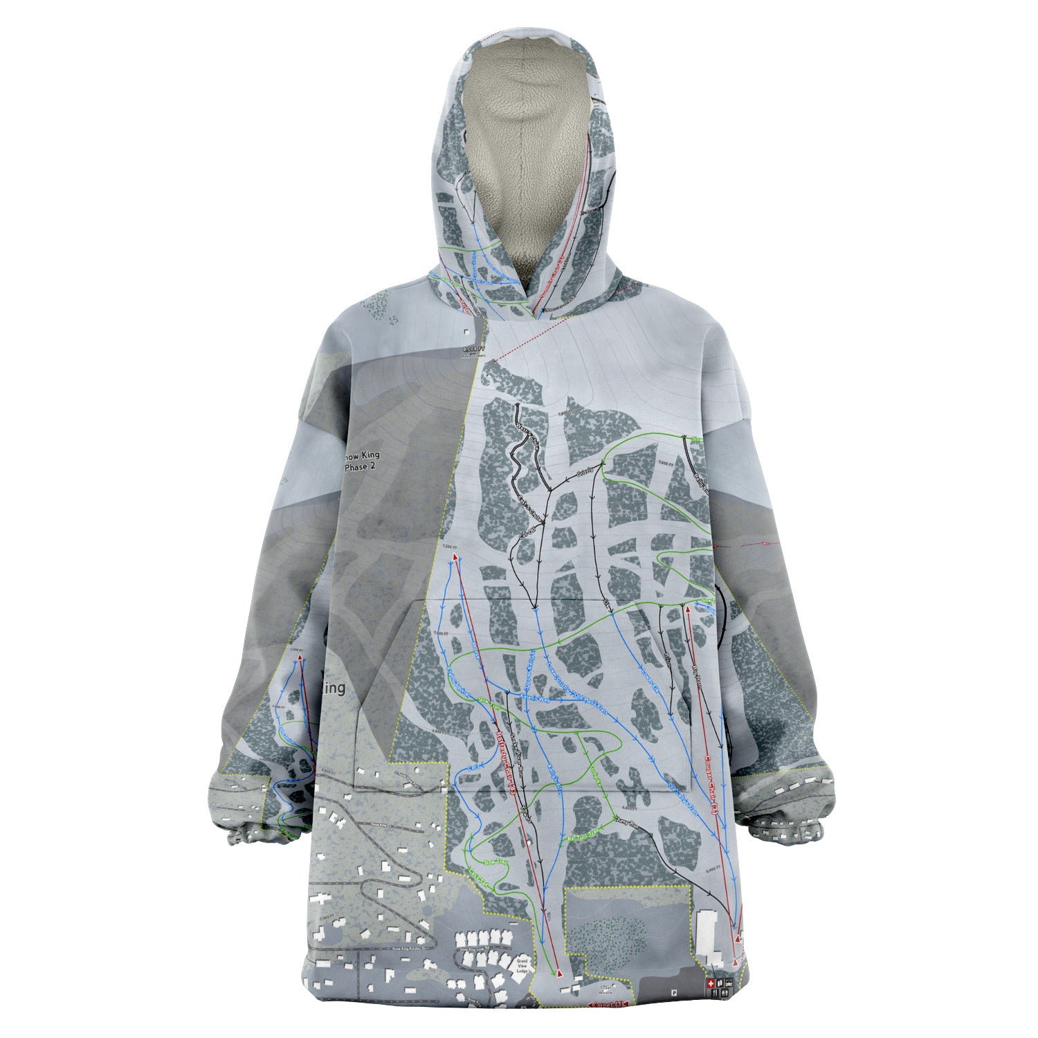 Snow King, Wyoming Ski Trail Map Snug Hoodie