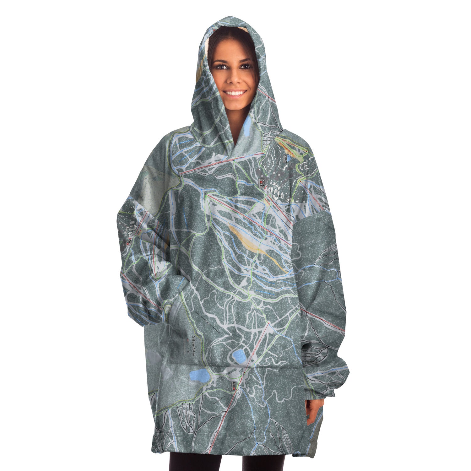 SilverStar, British Columbia Ski Trail Map Snug Hoodie