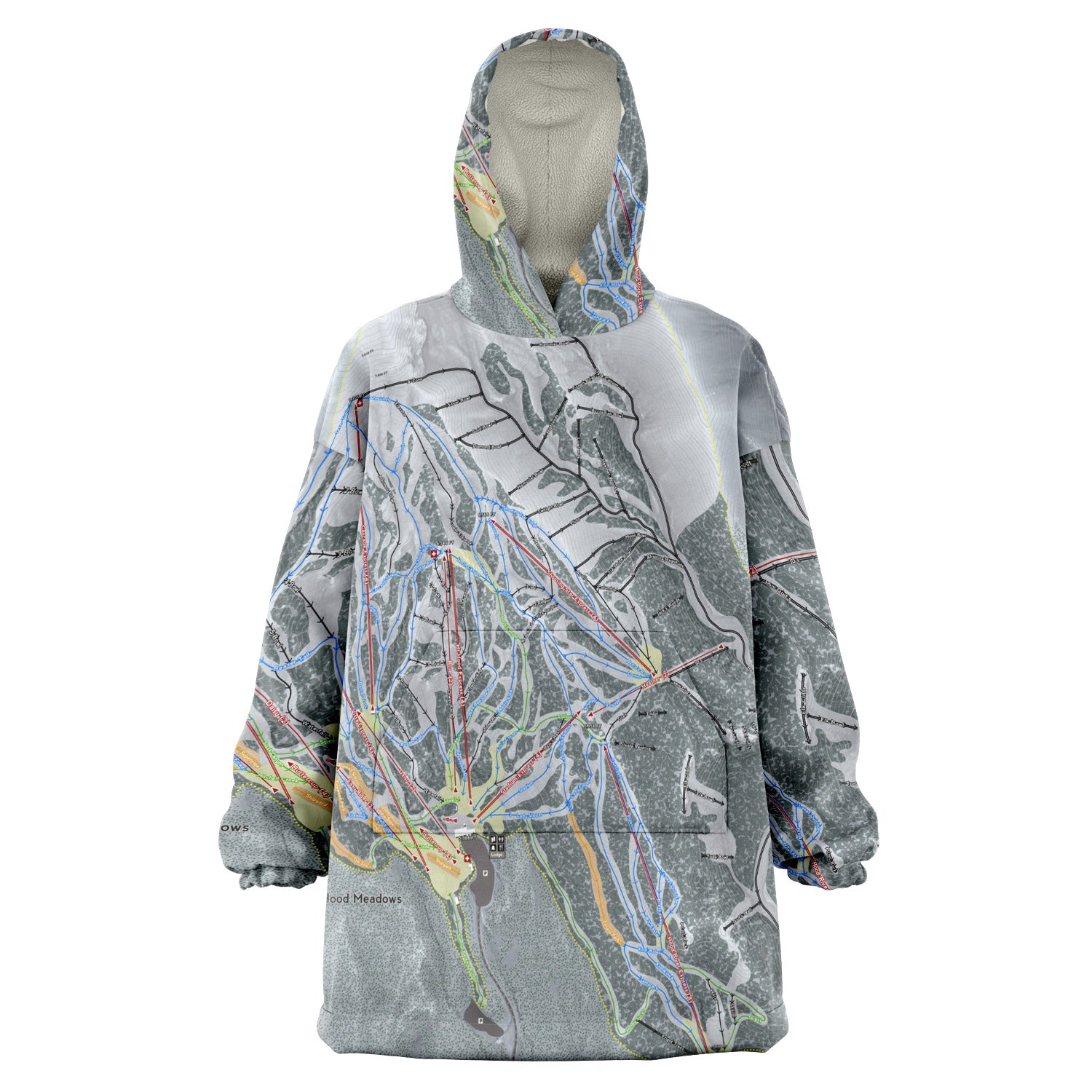 Mt. Hood Meadows, Oregon Ski Trail Map - Snug Hoodie