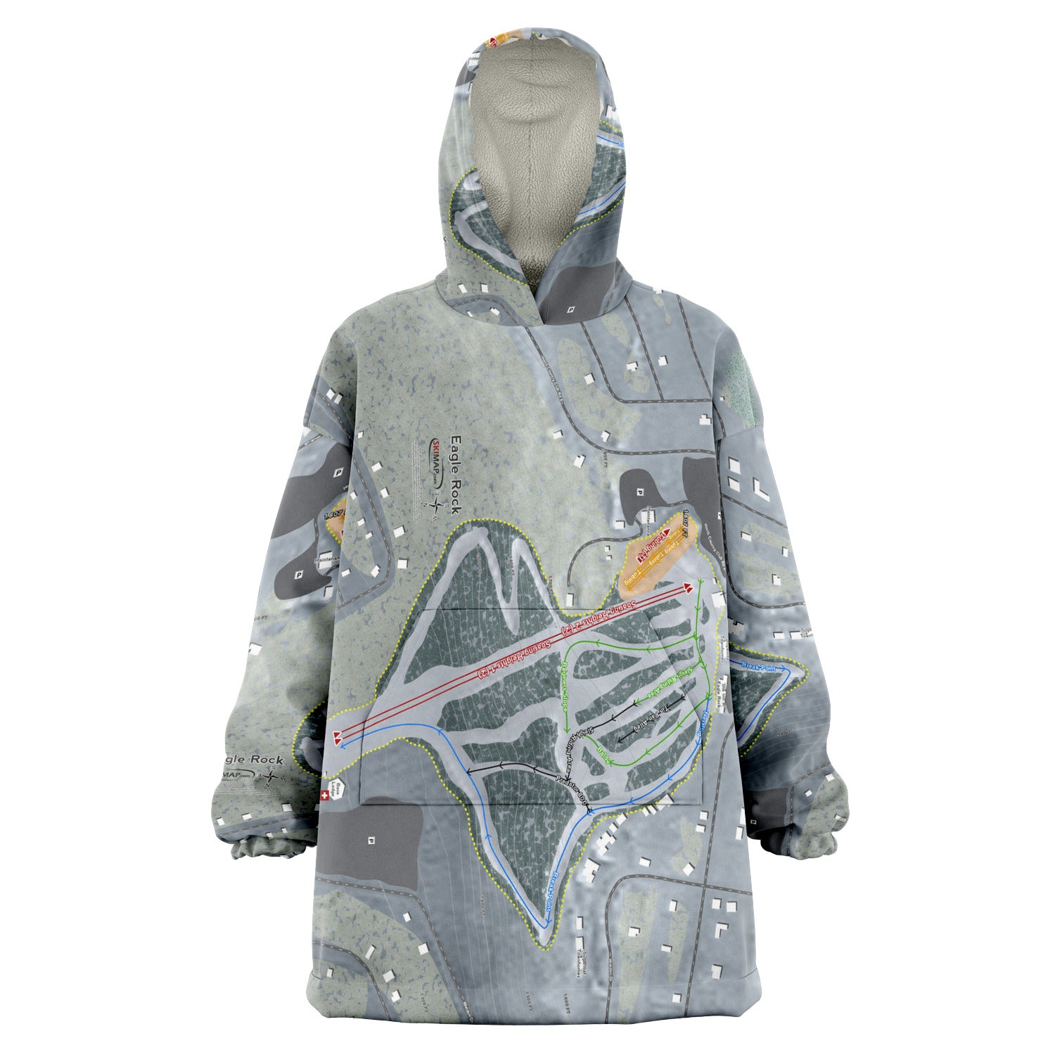 Eagle Rock, Pennsylvania Ski Trail Map Snug Hoodie