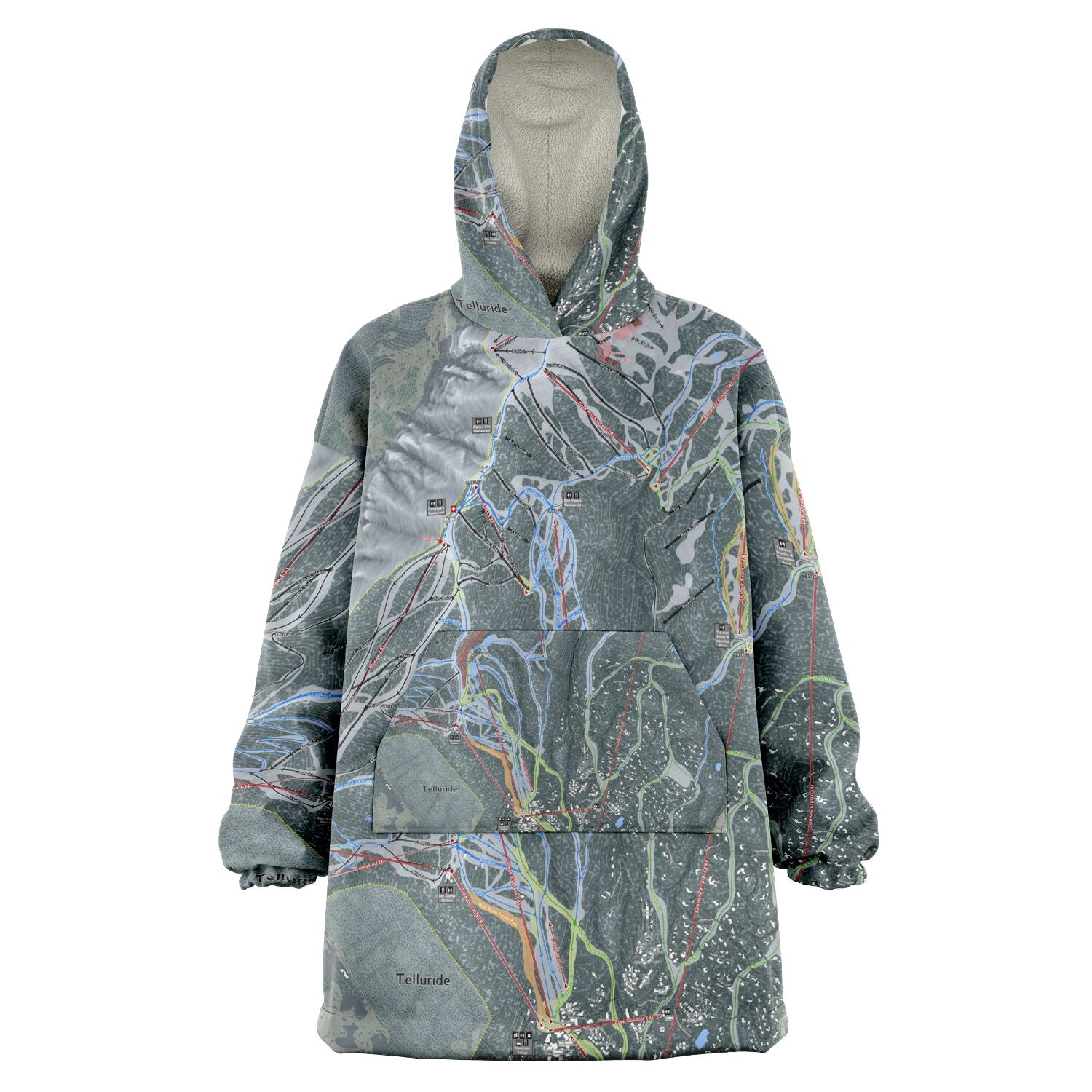 Telluride, Colorado Ski Trail Map - Snug Hoodie