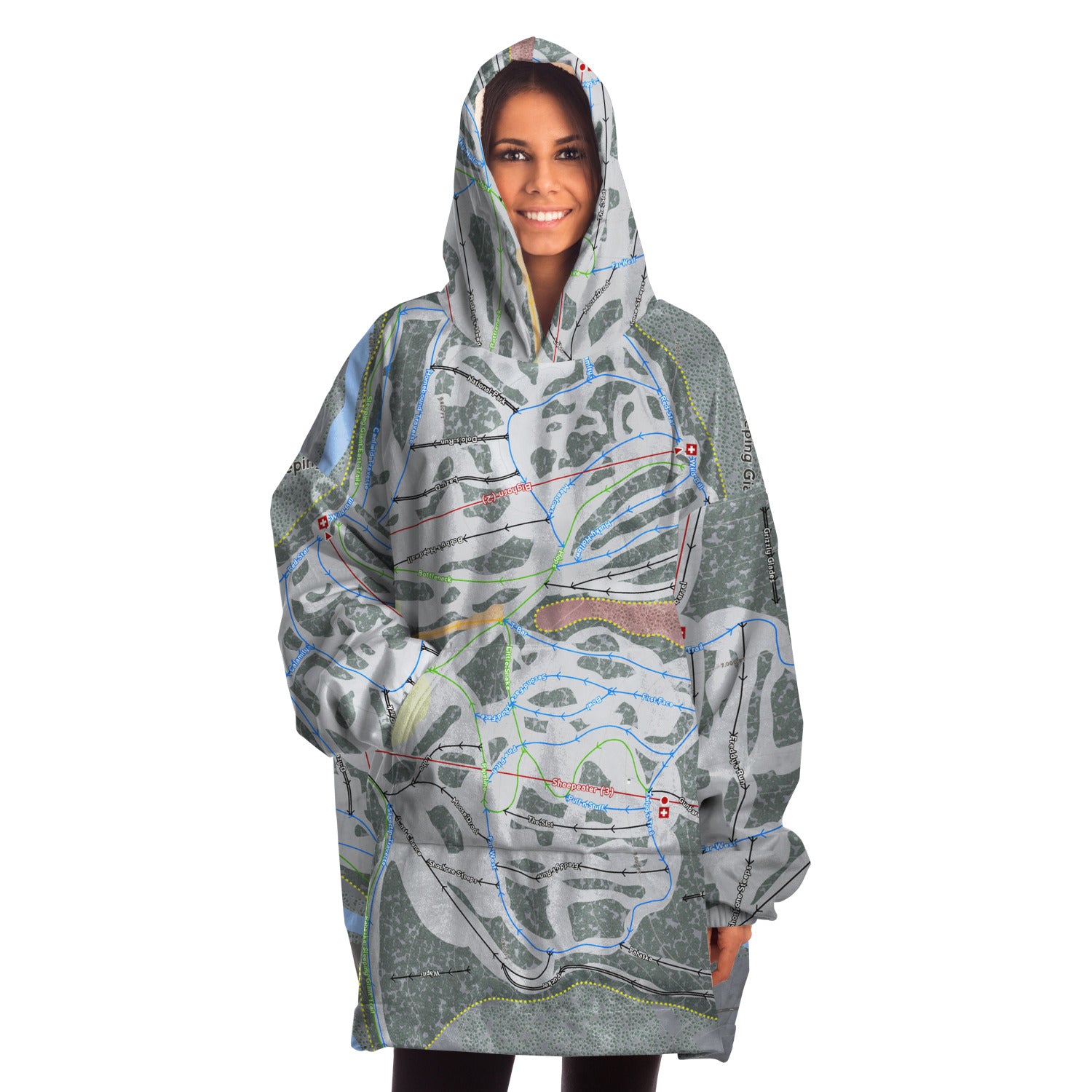 Sleeping Giant, Wyoming Ski Trail Map Snug Hoodie