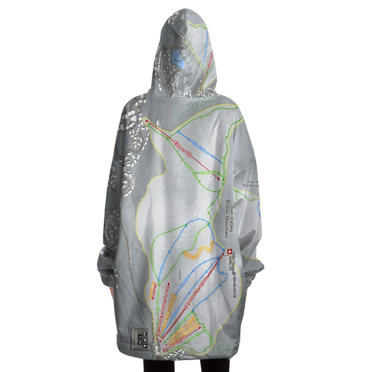 Sun Valley Dollar Mountain, Idaho Ski Trail Map Snug Hoodie