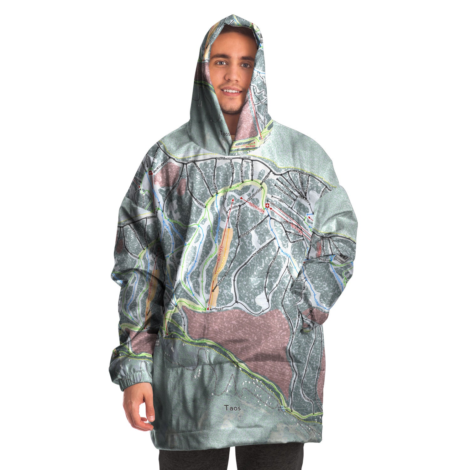 Taos, New Mexico Ski Trail Map - Snug Hoodie