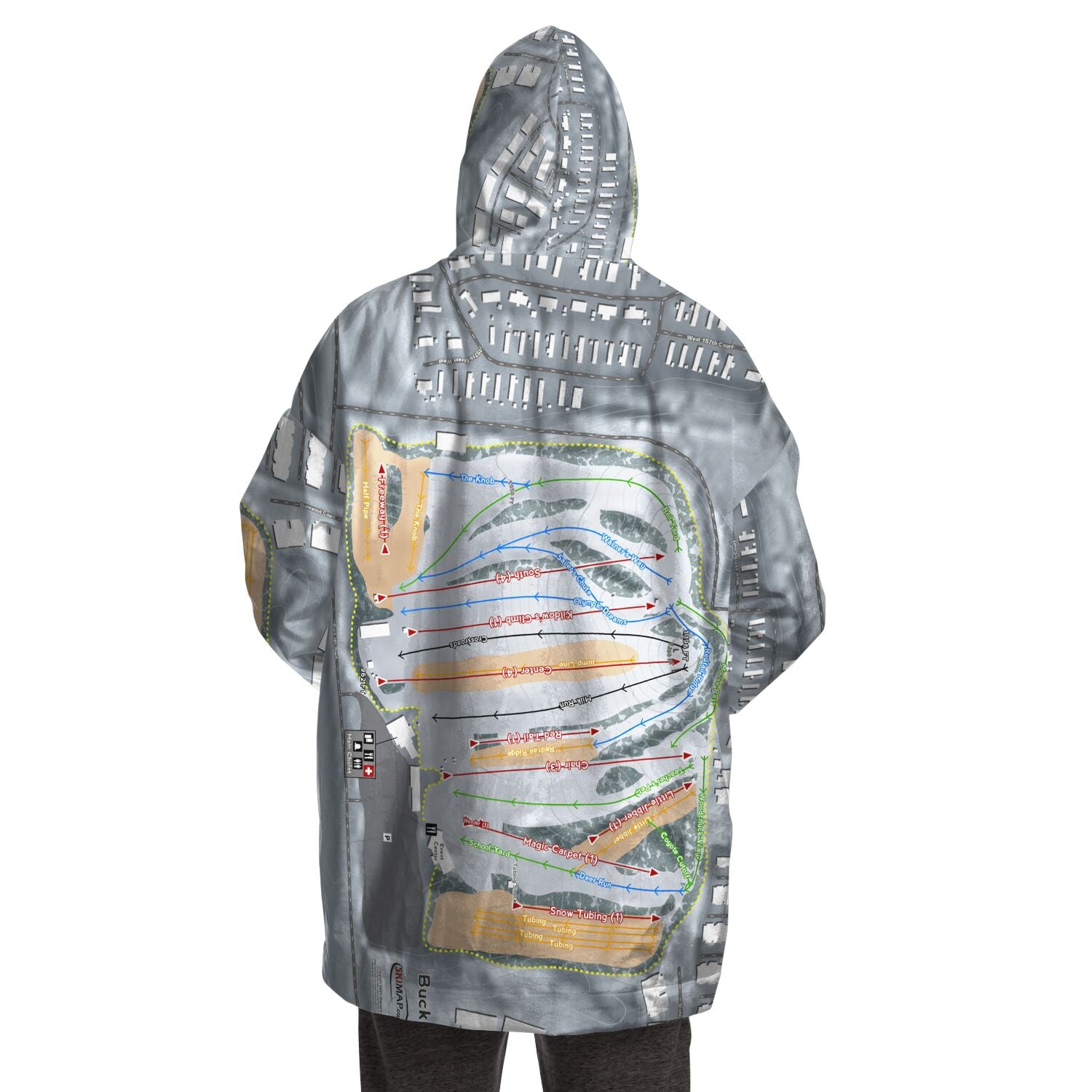 Buck Hill, Minnesota Ski Trail Map Snug Hoodie