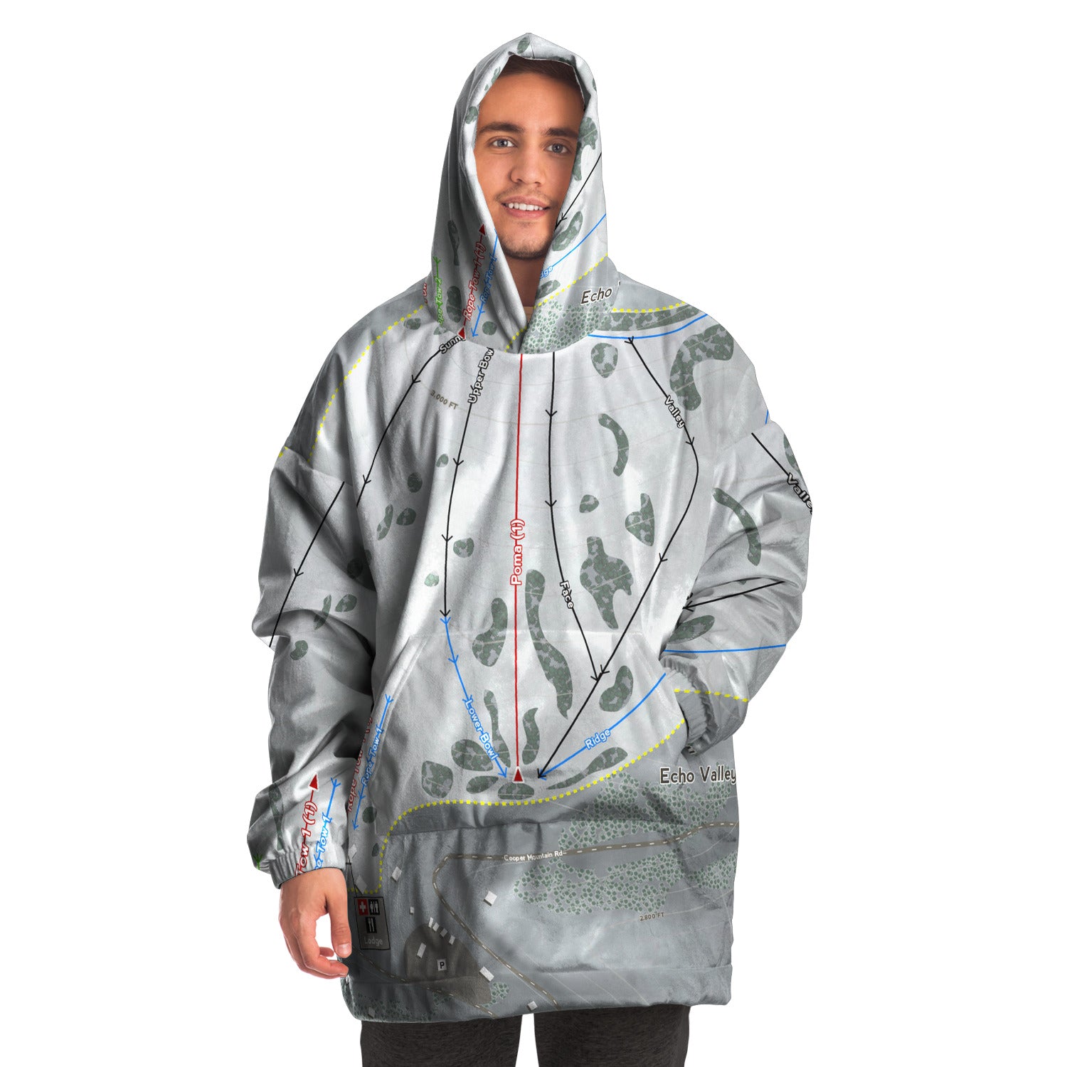 Echo Valley, Washington Ski Trail Map - Snug Hoodie