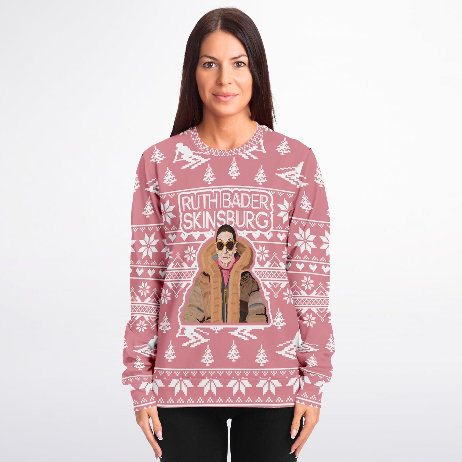 Ruth Bader Skinsburg Ugly Christmas Sweater for Skiers