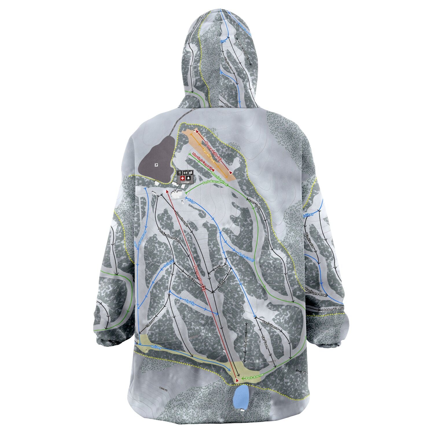 Hogadon, Wyoming Ski Trail Map Snug Hoodie