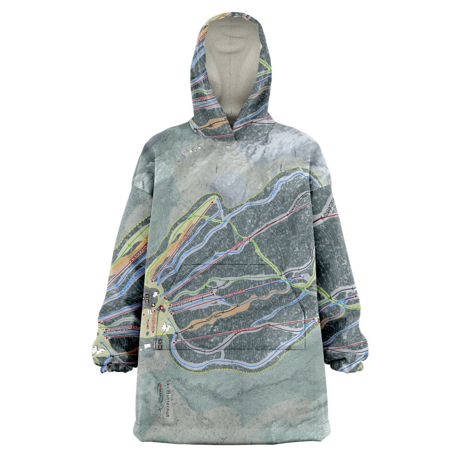 Ski Butternut, Massachusetts Ski Trail Map Snug Hoodie