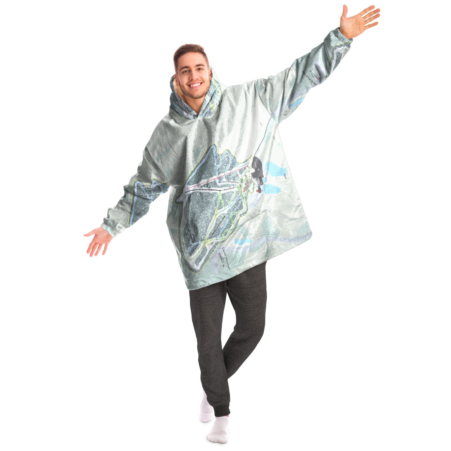 Laurel Mountain, Pennsylvania Ski Trail Map Snug Hoodie