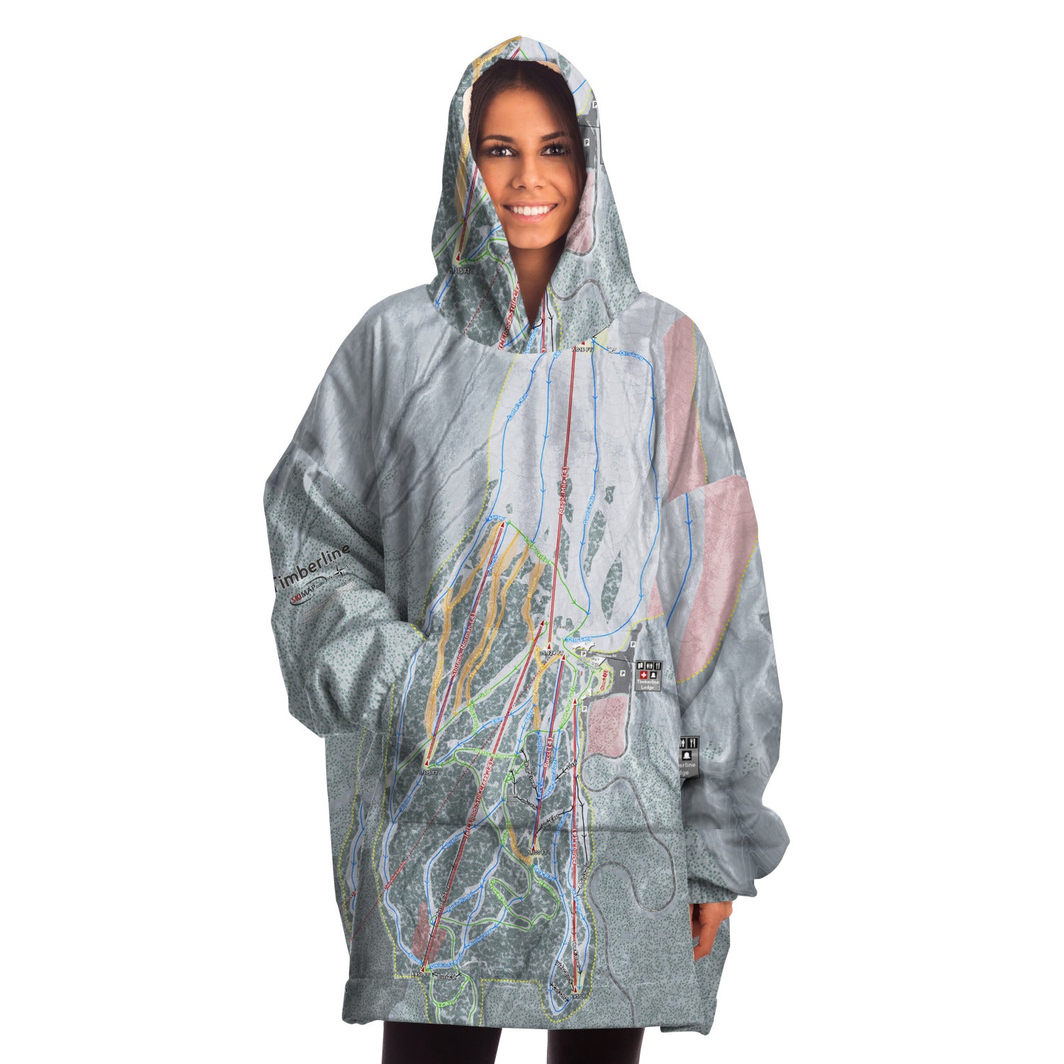 Timberline, Oregon Ski Trail Map Snug Hoodie