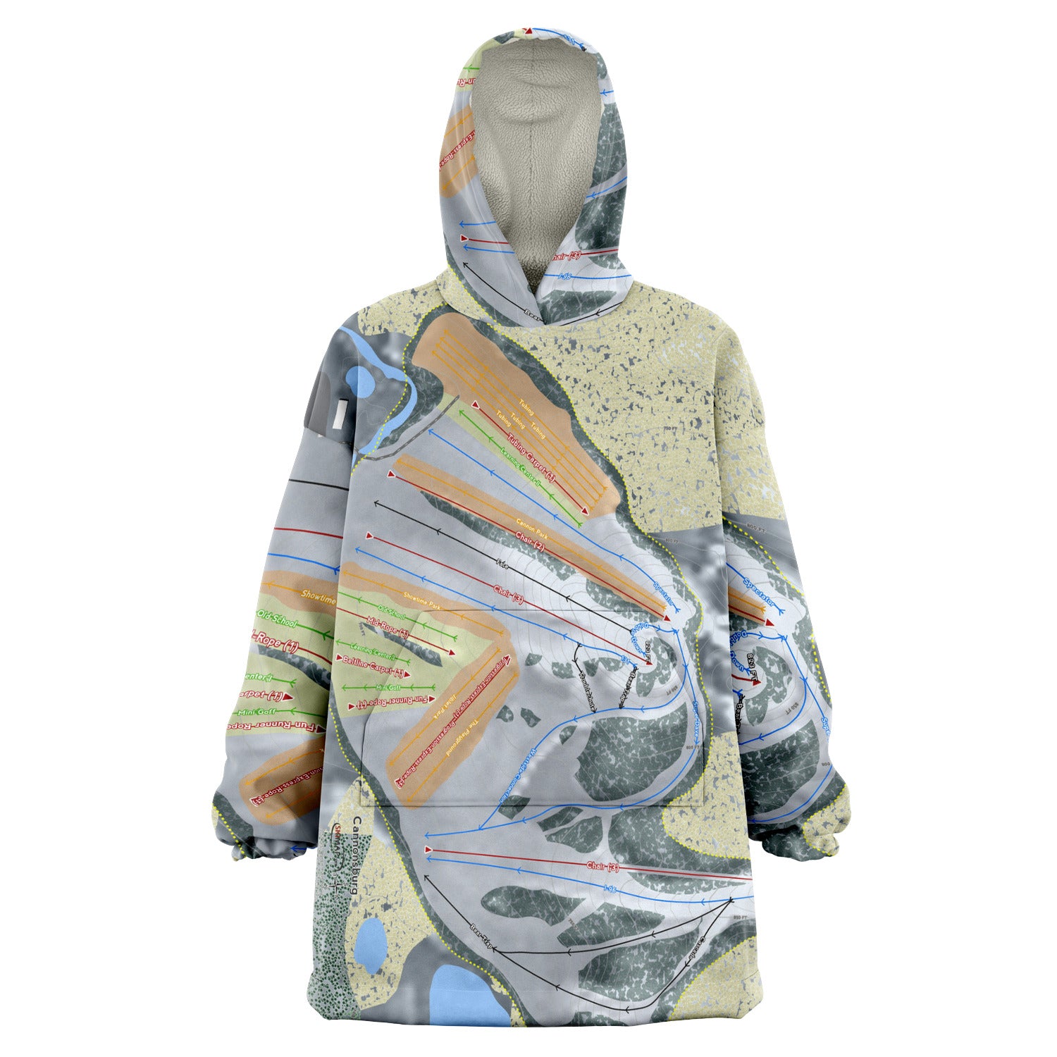 Cannonsburg, Michigan Ski Trail Map Snug Hoodie