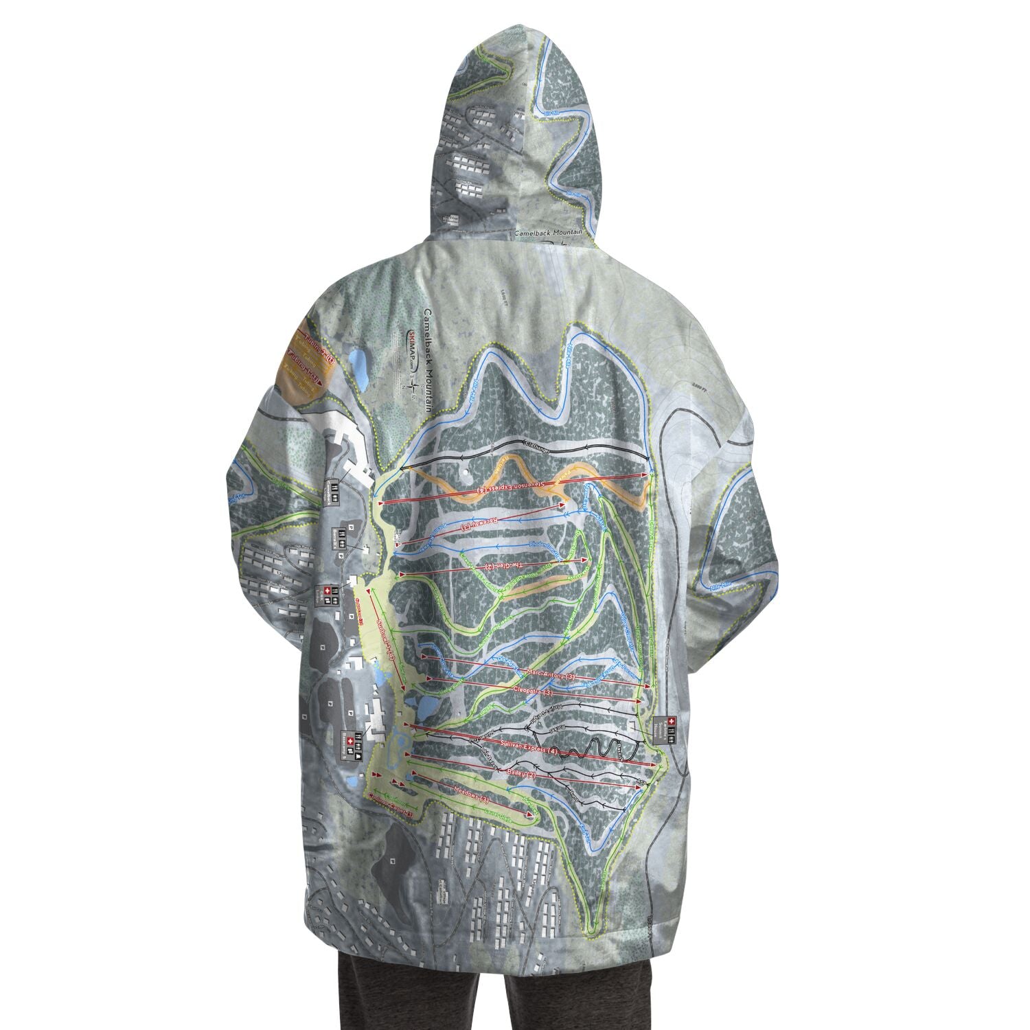 Camelback Mountain, Pennsylvania Ski Trail Map - Snug Hoodie