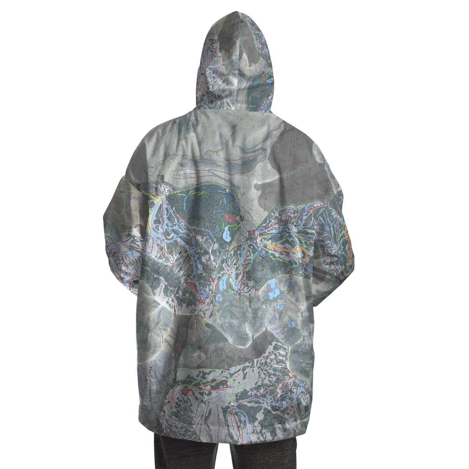 The Cottonwoods, Utah Ski Trail Map - Snug Hoodie