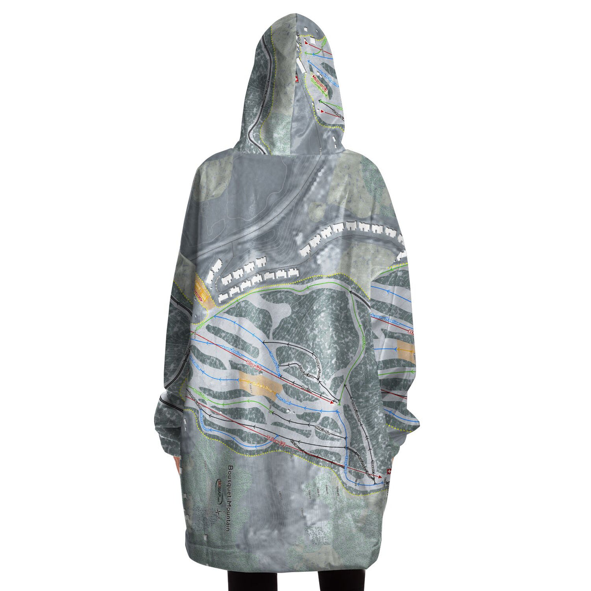 Bousquet, Massachusetts Ski Trail Map Snug Hoodie