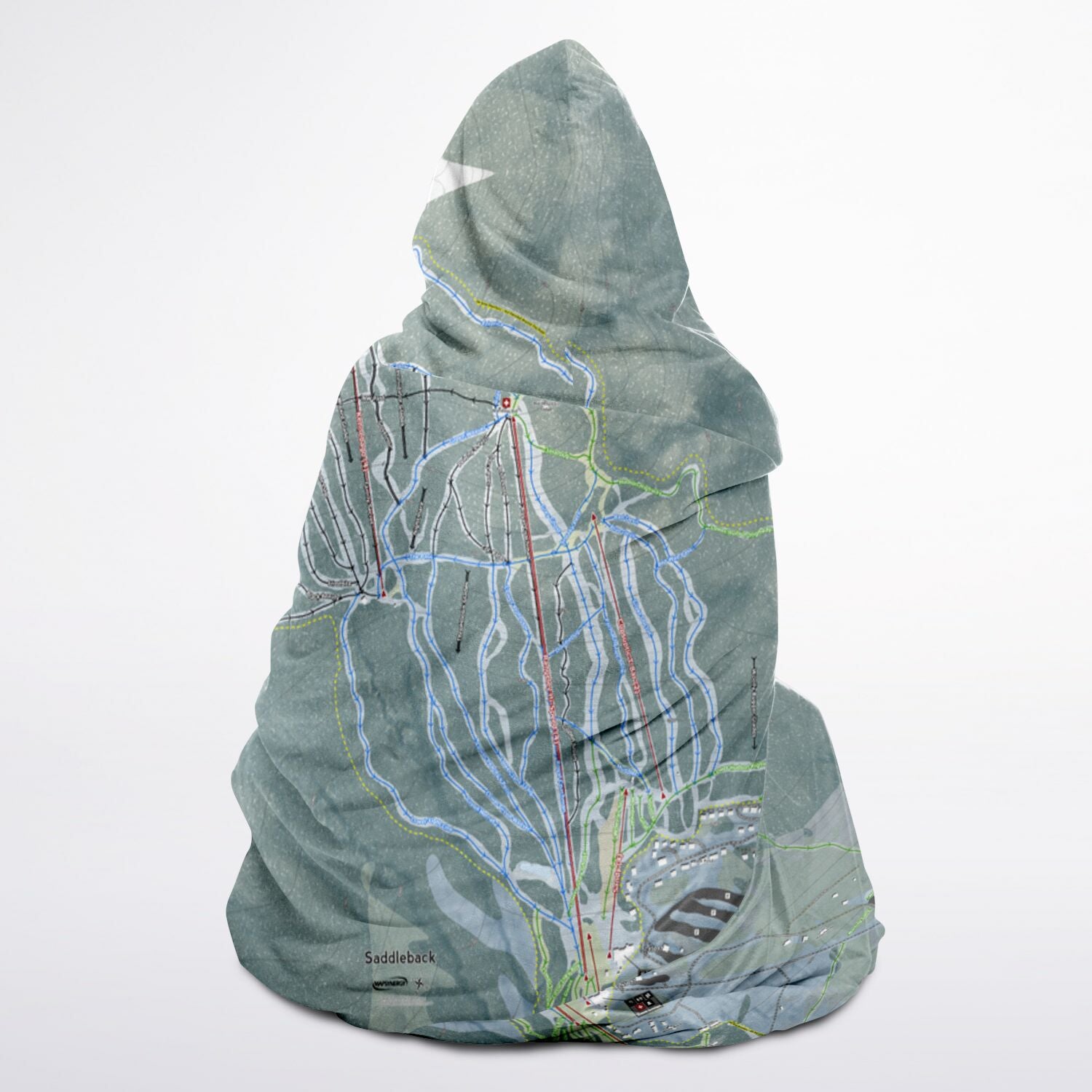 Saddleback, Maine Ski Trail Map - Adult Hooded Blanket