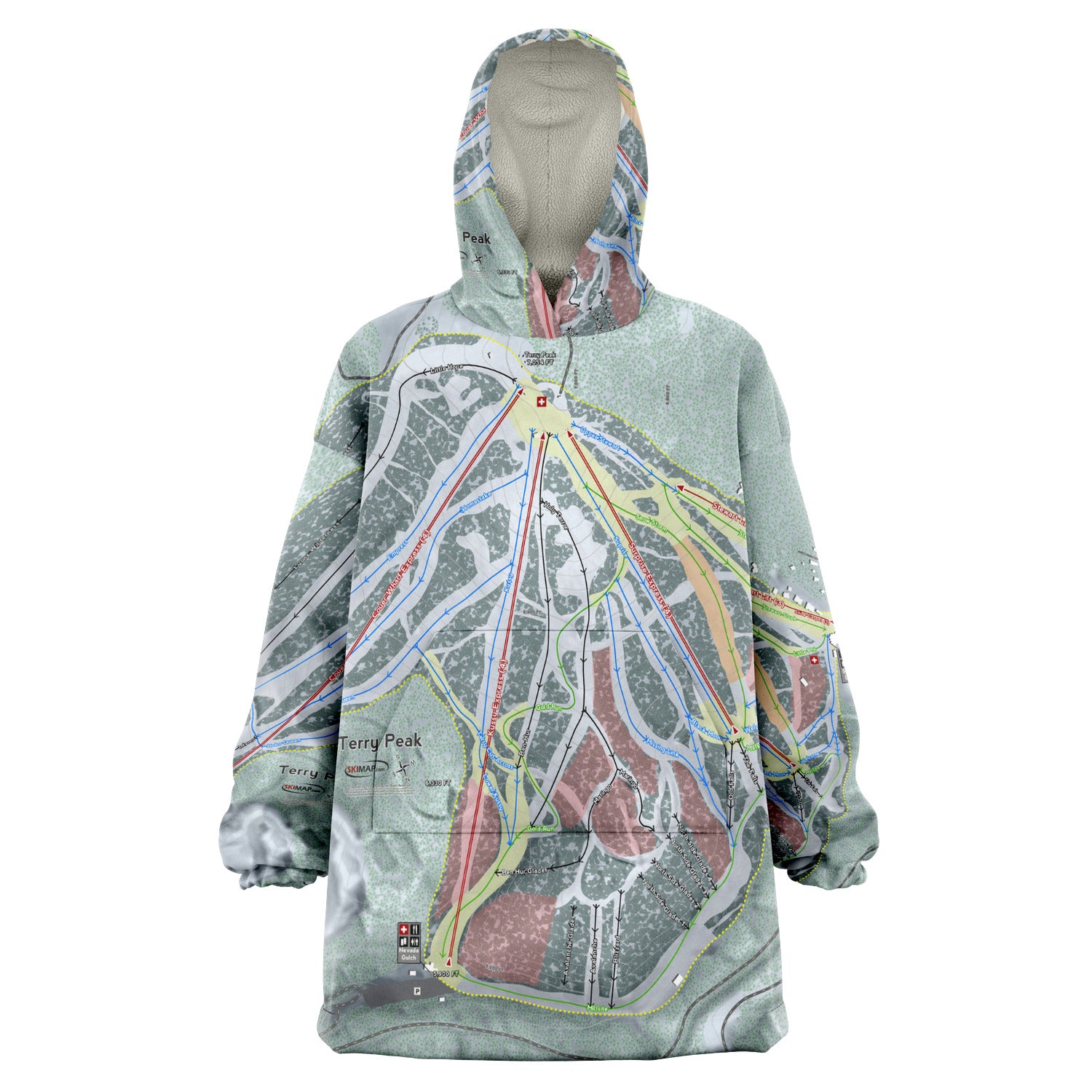 Terry Peak, South Dakota Ski Trail Map - Snug Hoodie