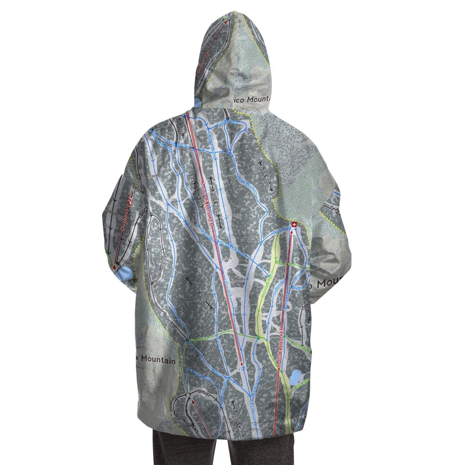 Pico Mountain, Vermont Ski Trail Map - Snug Hoodie