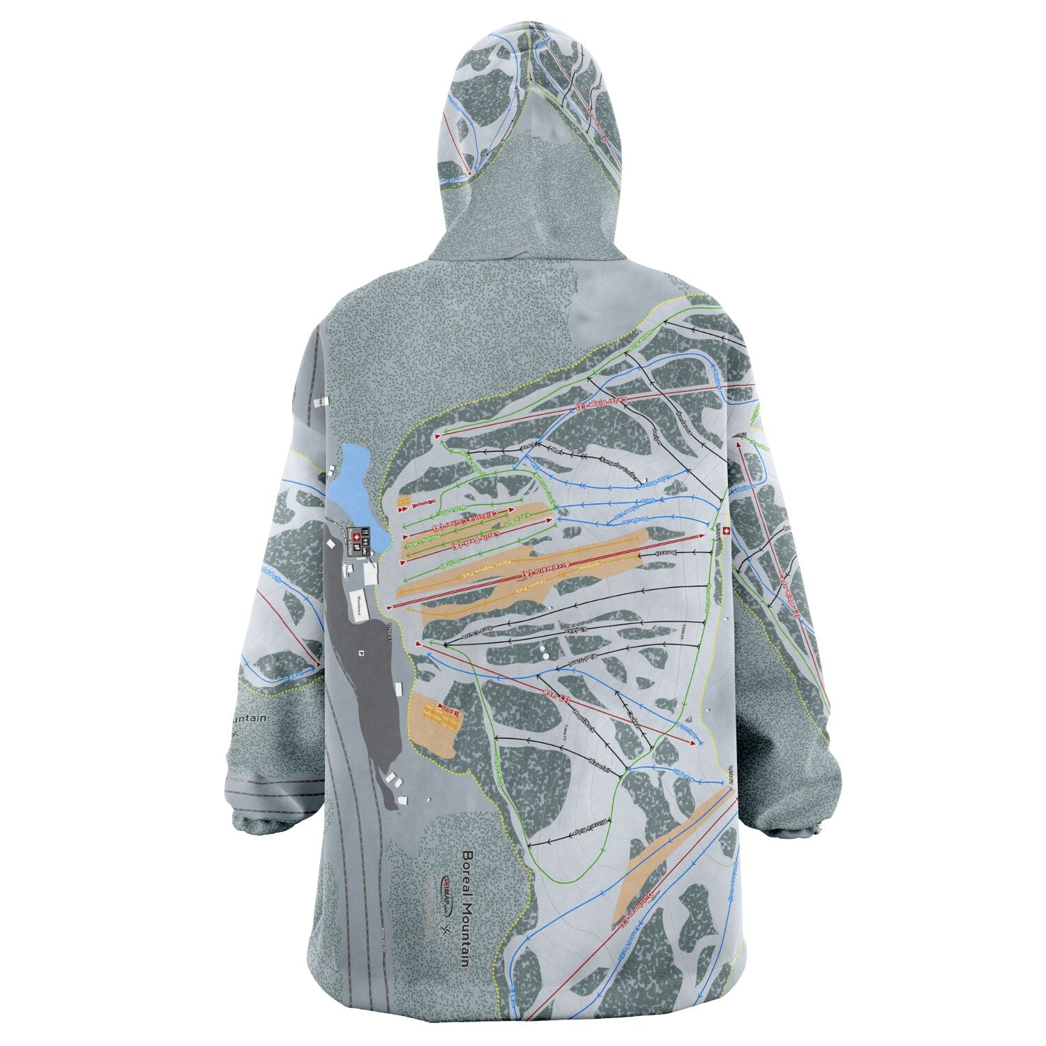 Boreal Mountain, California Ski Trail Map - Snug Hoodie