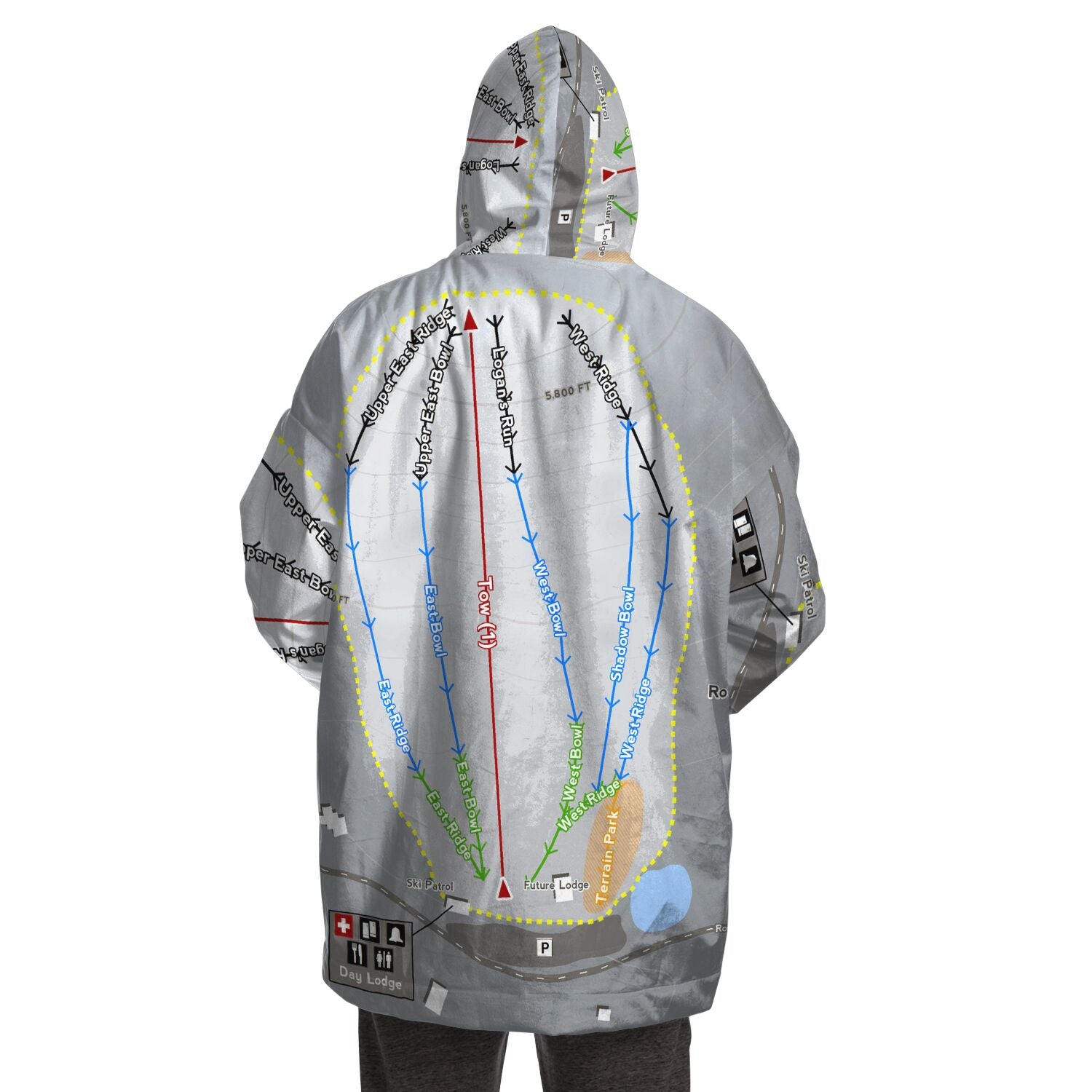 Rotarun, Idaho Ski Trail Map Snug Hoodie