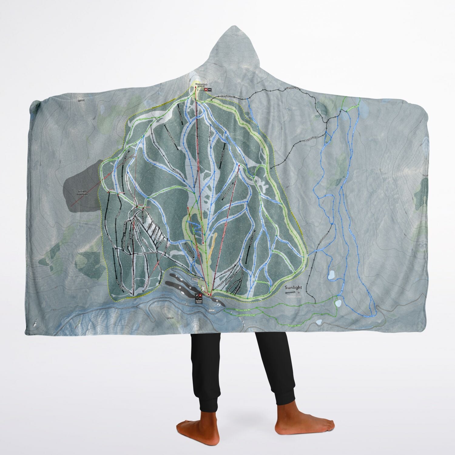 Sunlight, Colorado Ski Trail Map - Youth Hooded Blanket