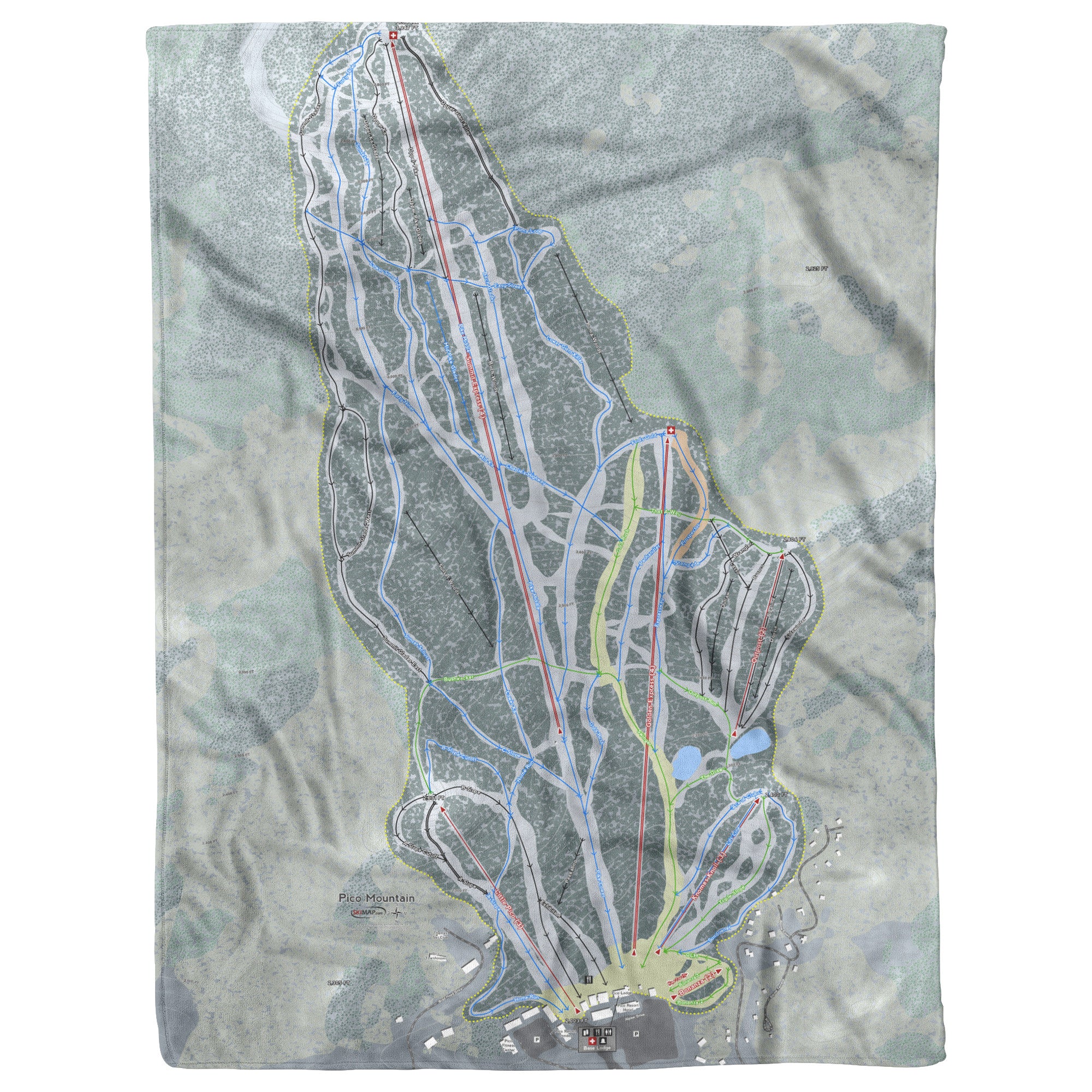 Pico Mountain, Vermont Ski resort Map Blanket