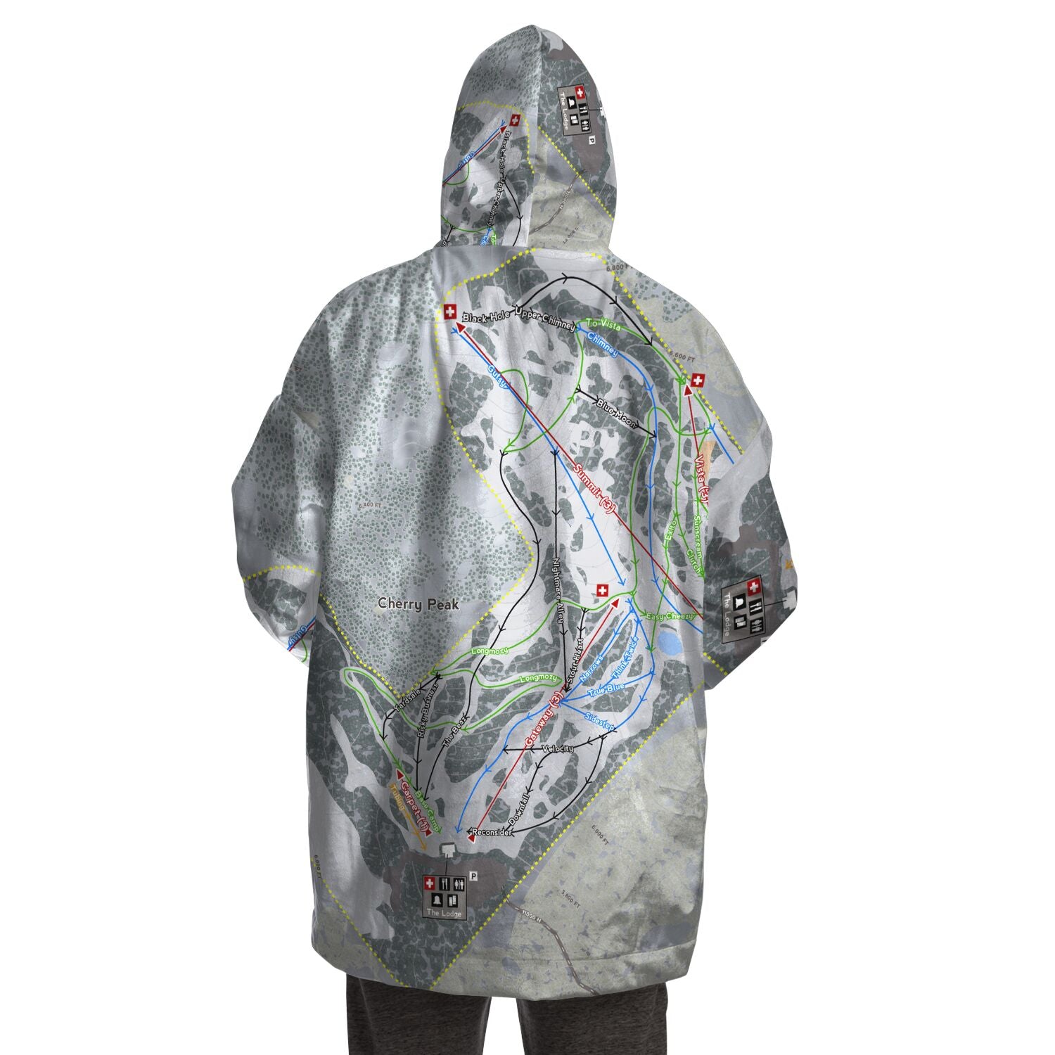 Cherry Peak, Utah Ski Trail Map - Snug Hoodie