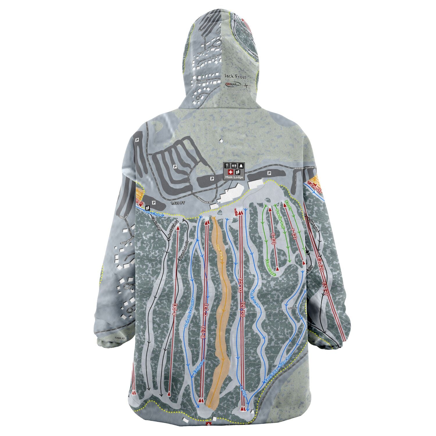 Jack Frost, Pennsylvania Ski Trail Map Snug Hoodie