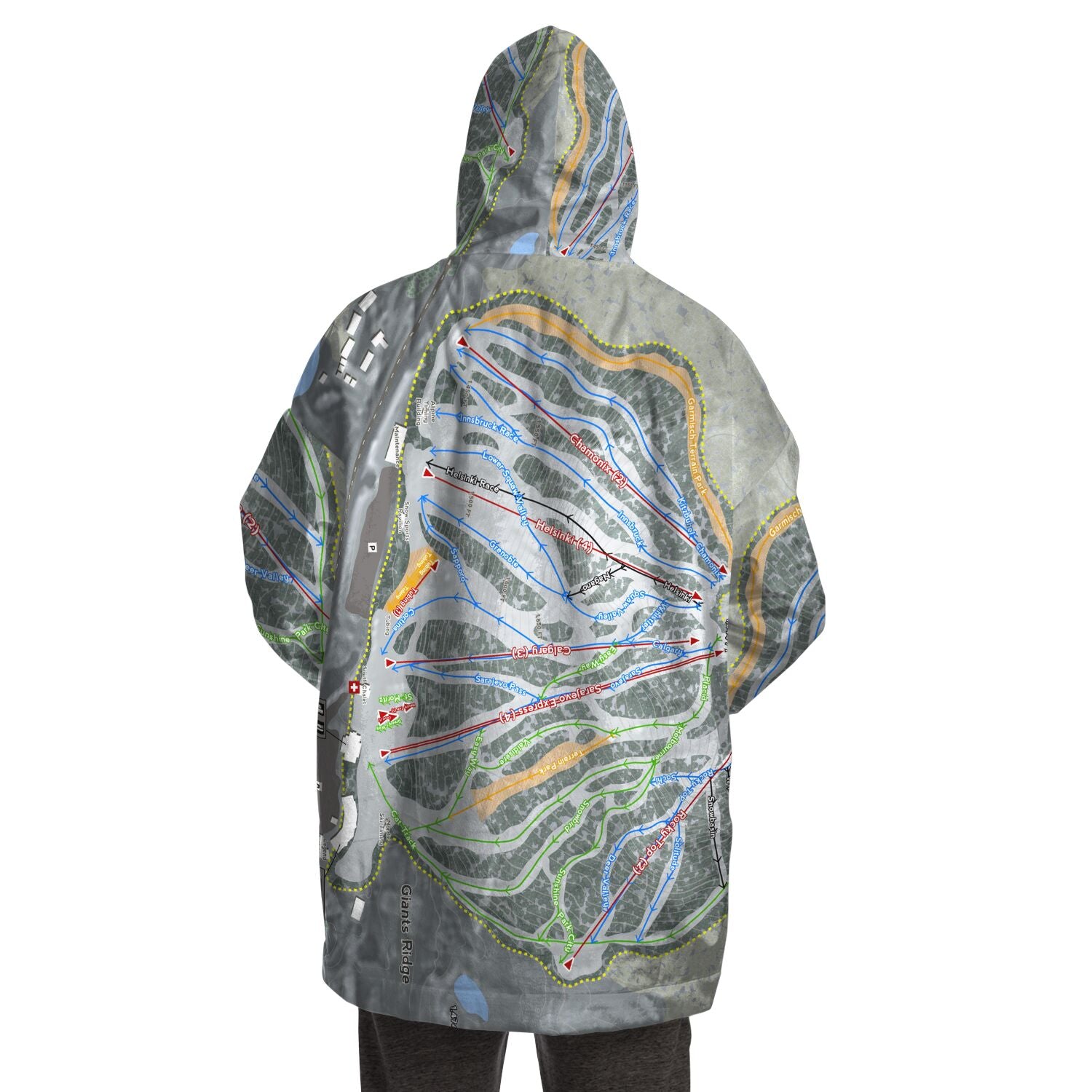 Giants Ridge, Minnesota Ski Trail Map Snug Hoodie