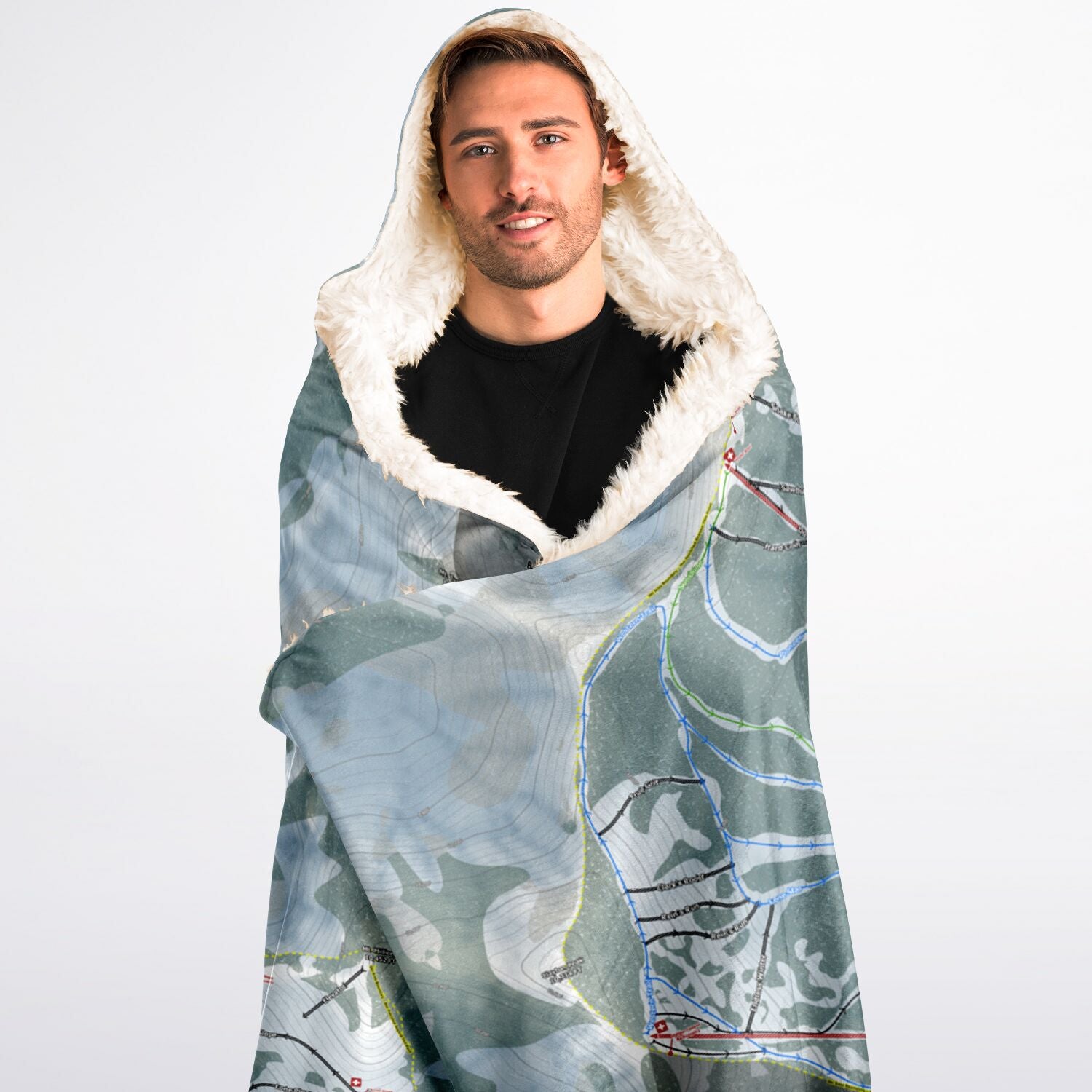 Brighton, Utah Ski Trail Map - Adult Hooded Blanket