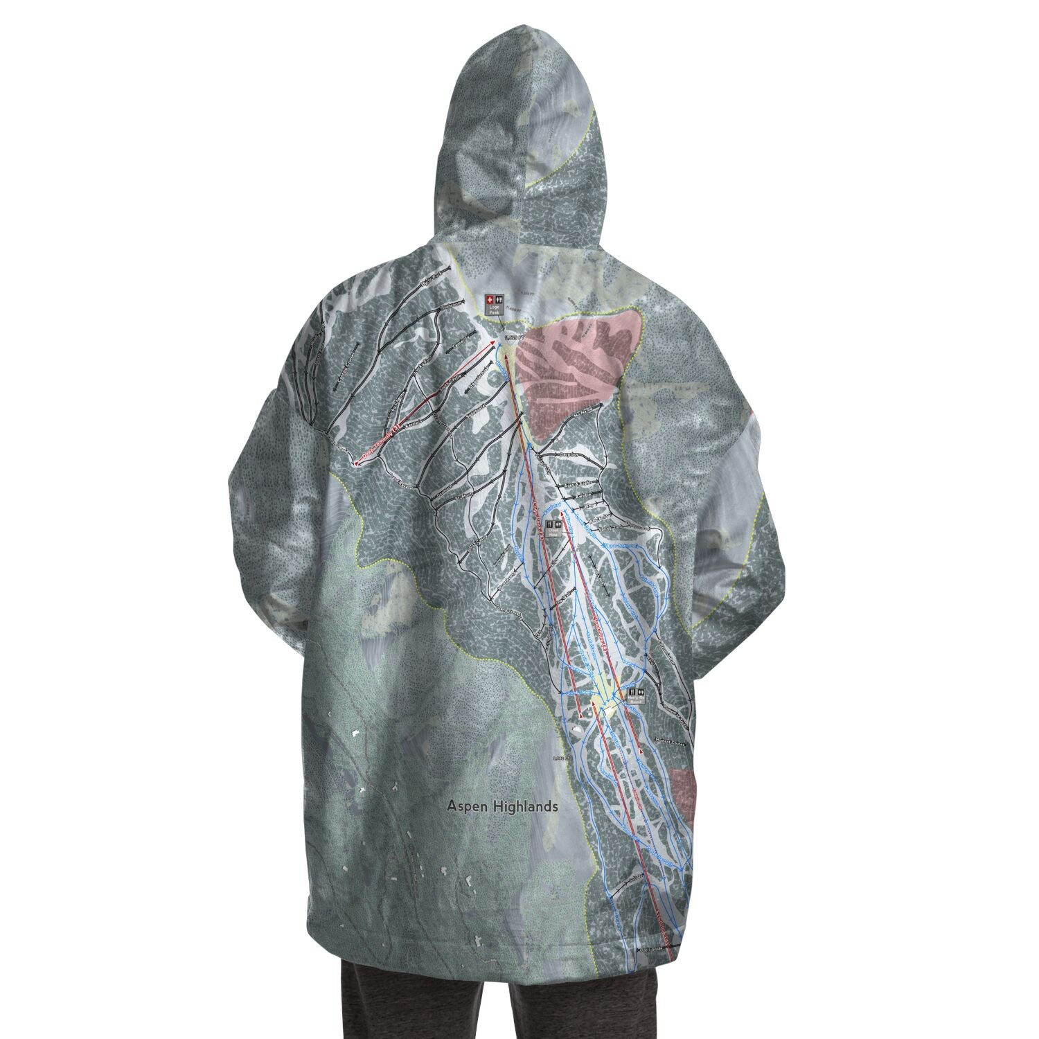 Aspen Highlands, Colorado Ski Trail Map - Snug Hoodie