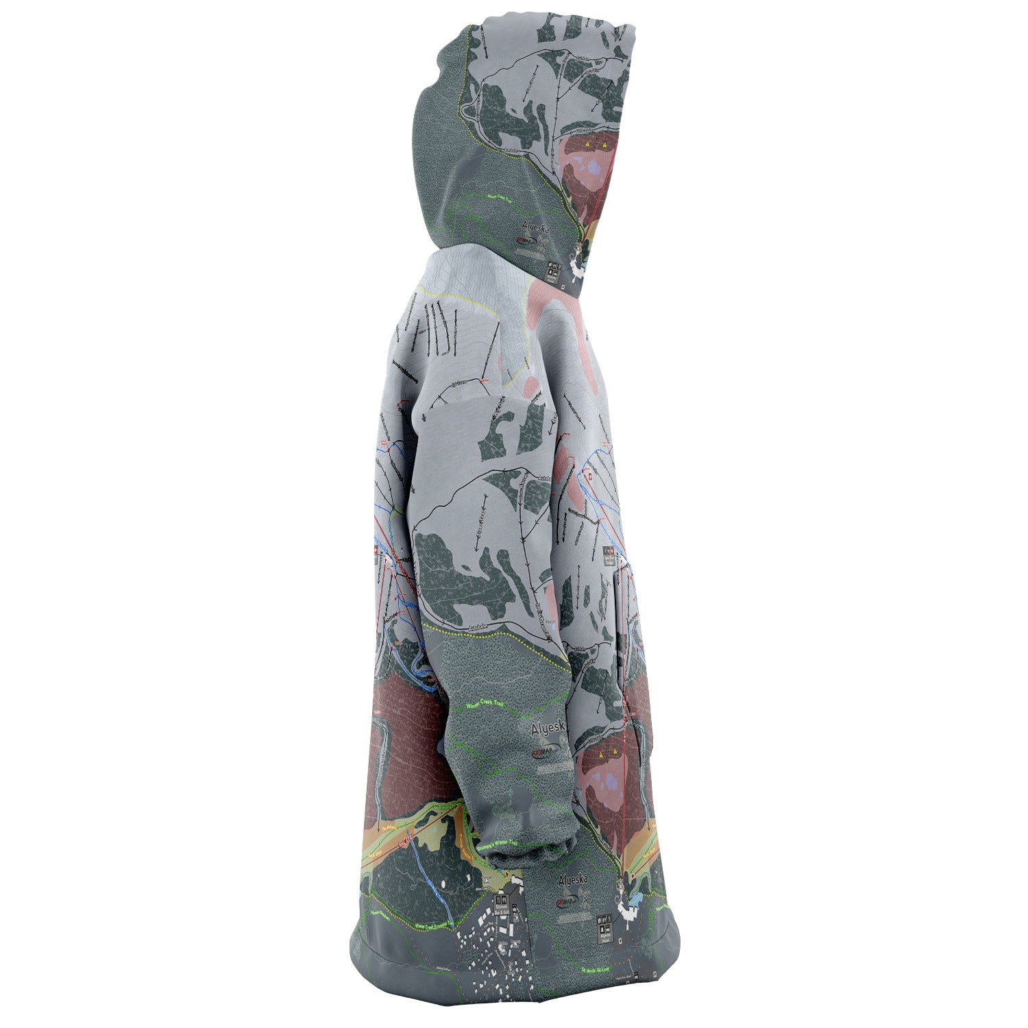 Alyeska, Alaska Ski Trail Map - Snug Hoodie