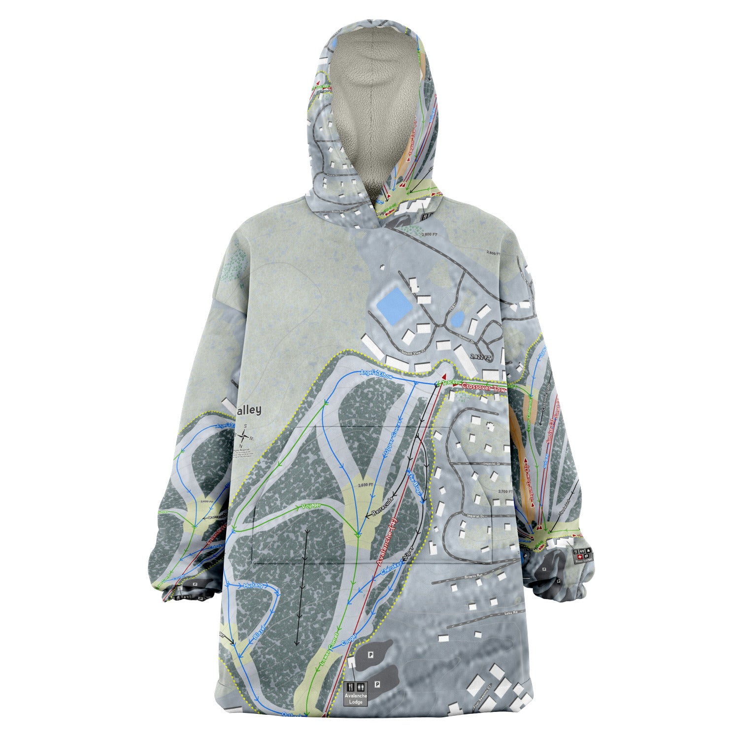 Hidden Valley, Pennsylvania Ski Trail Map Snug Hoodie