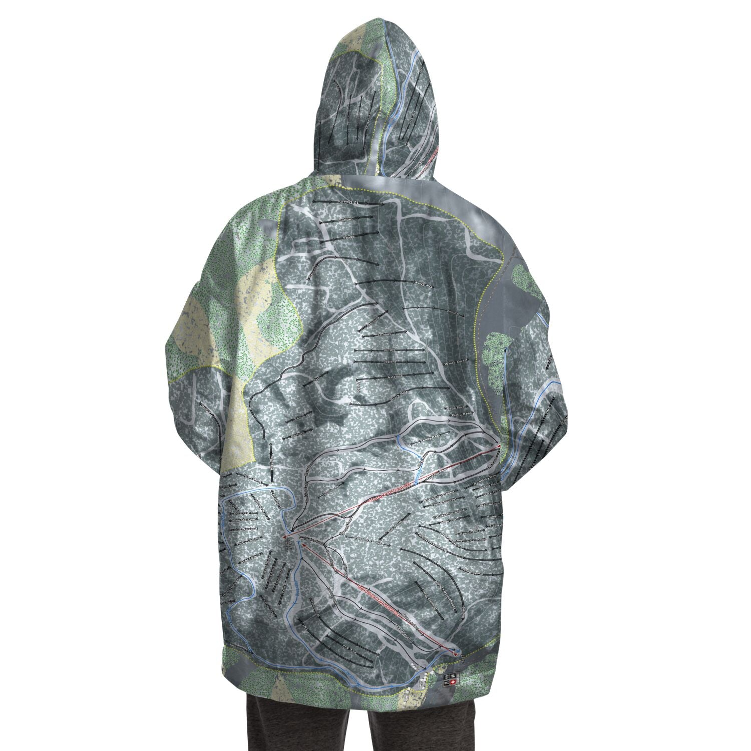 Mount Bohemia, Michigan Ski Trail Map Snug Hoodie