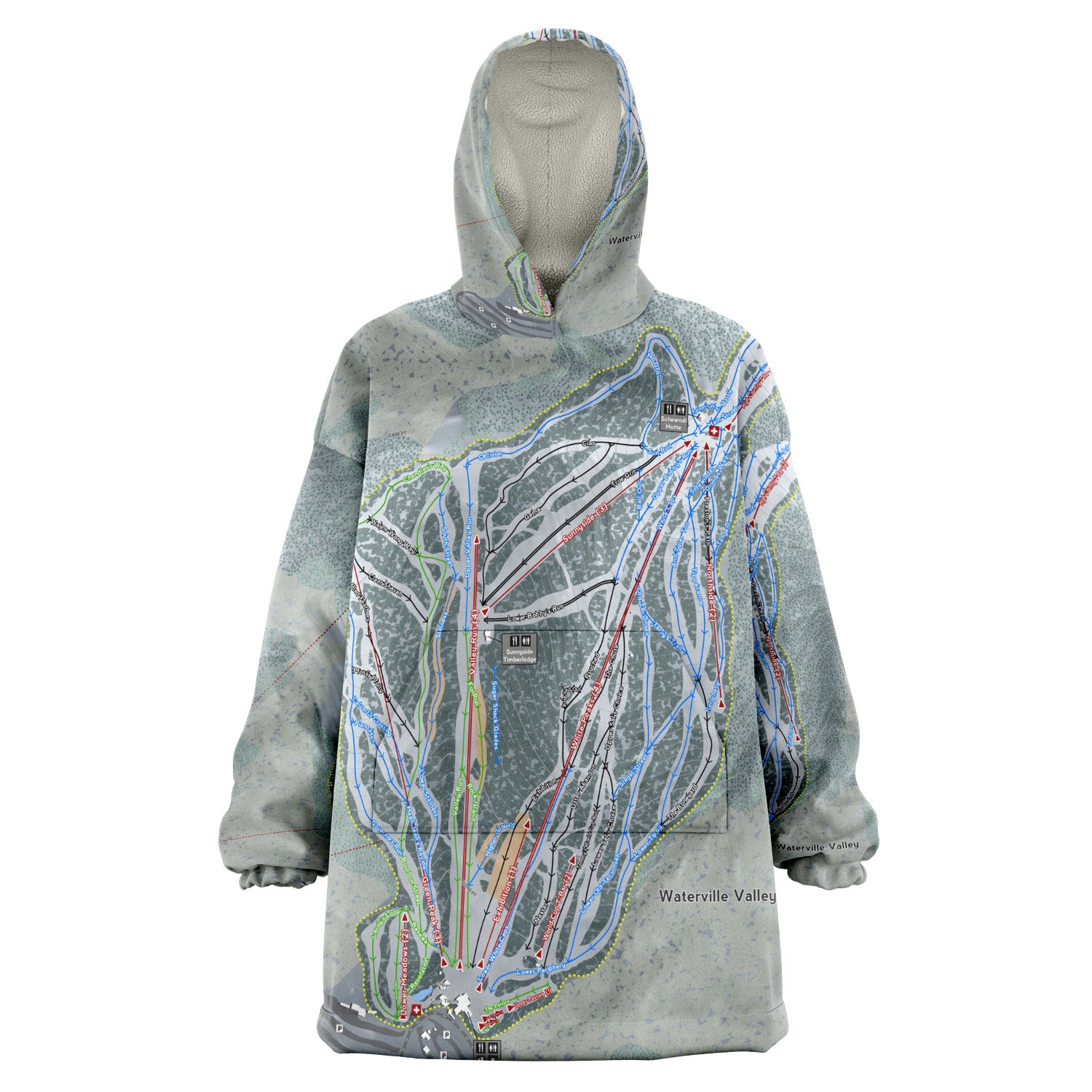 Waterville Valley, New Hampshire Ski Trail Map - Snug Hoodie