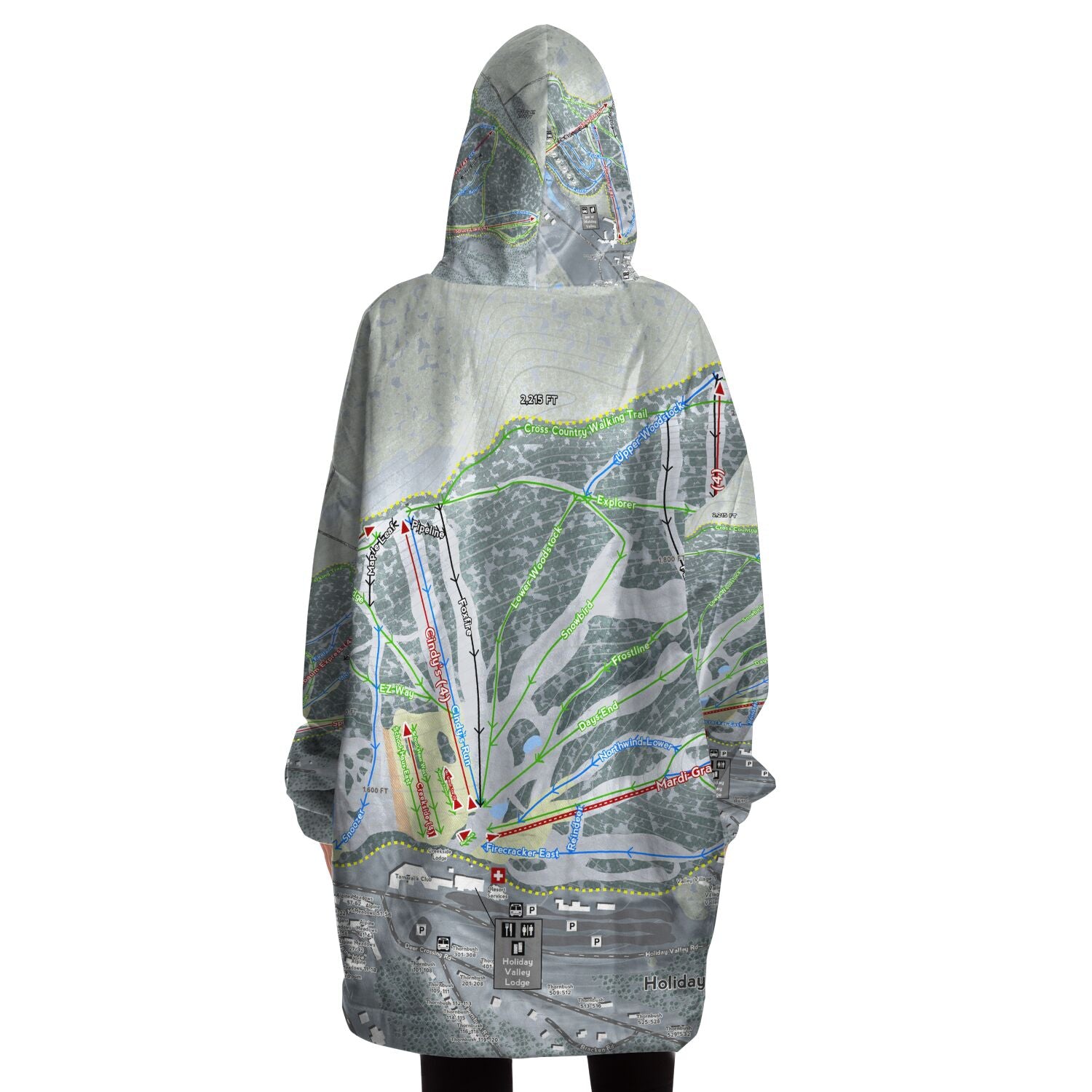 Holiday Valley, New York Ski Trail Map - Snug Hoodie