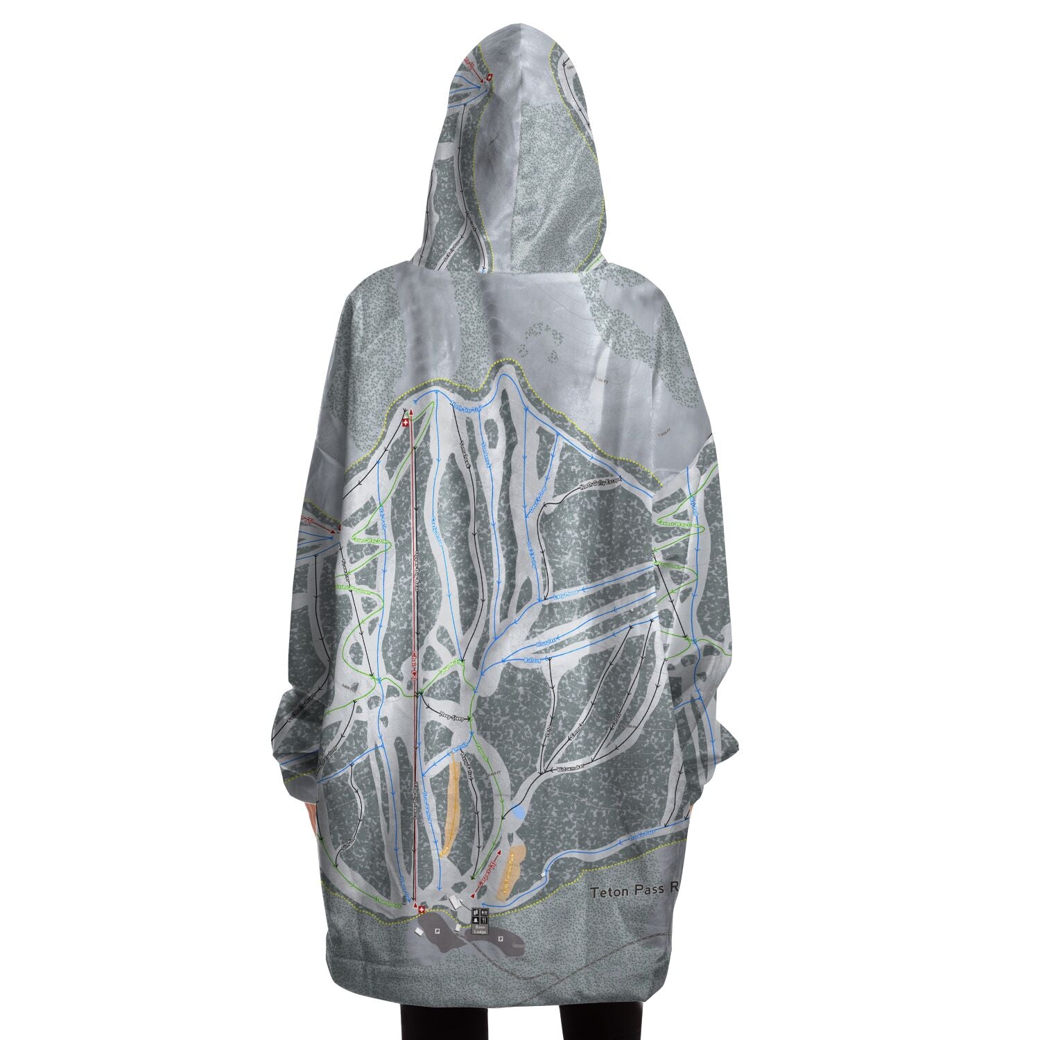 Teton Pass, Montana Ski Trail Map Snug Hoodie