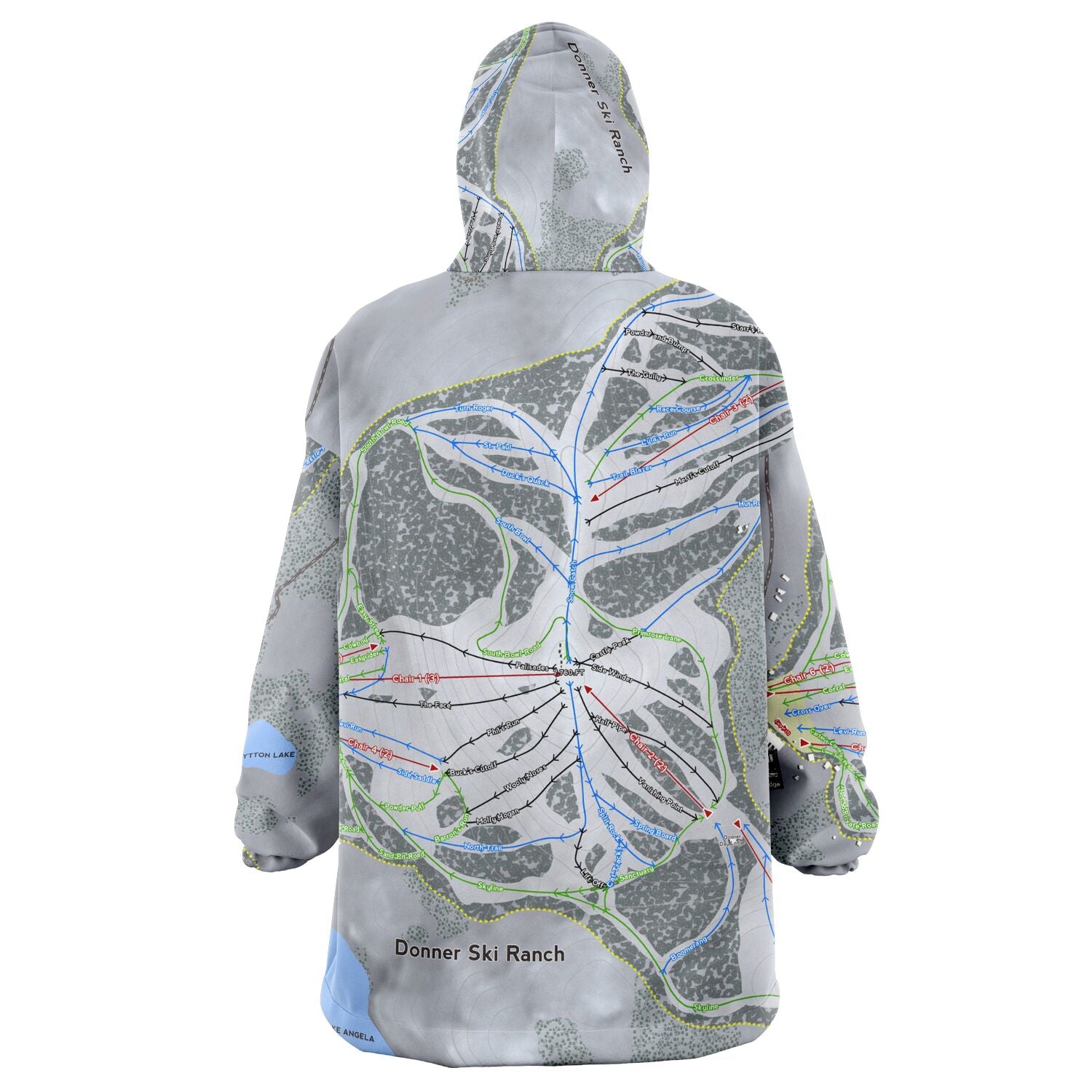 Donner Ski Ranch, California Ski Trail Map - Snug Hoodie