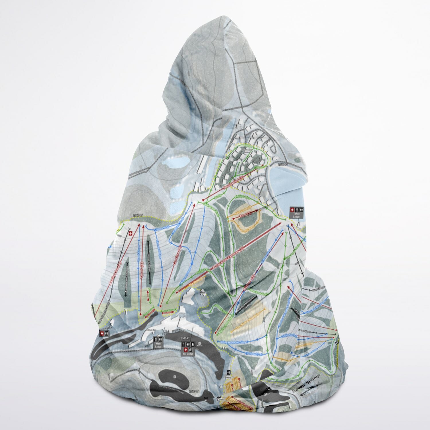 Seven Springs, Pennsylvania Ski Trail Map - Adult Hooded Blanket